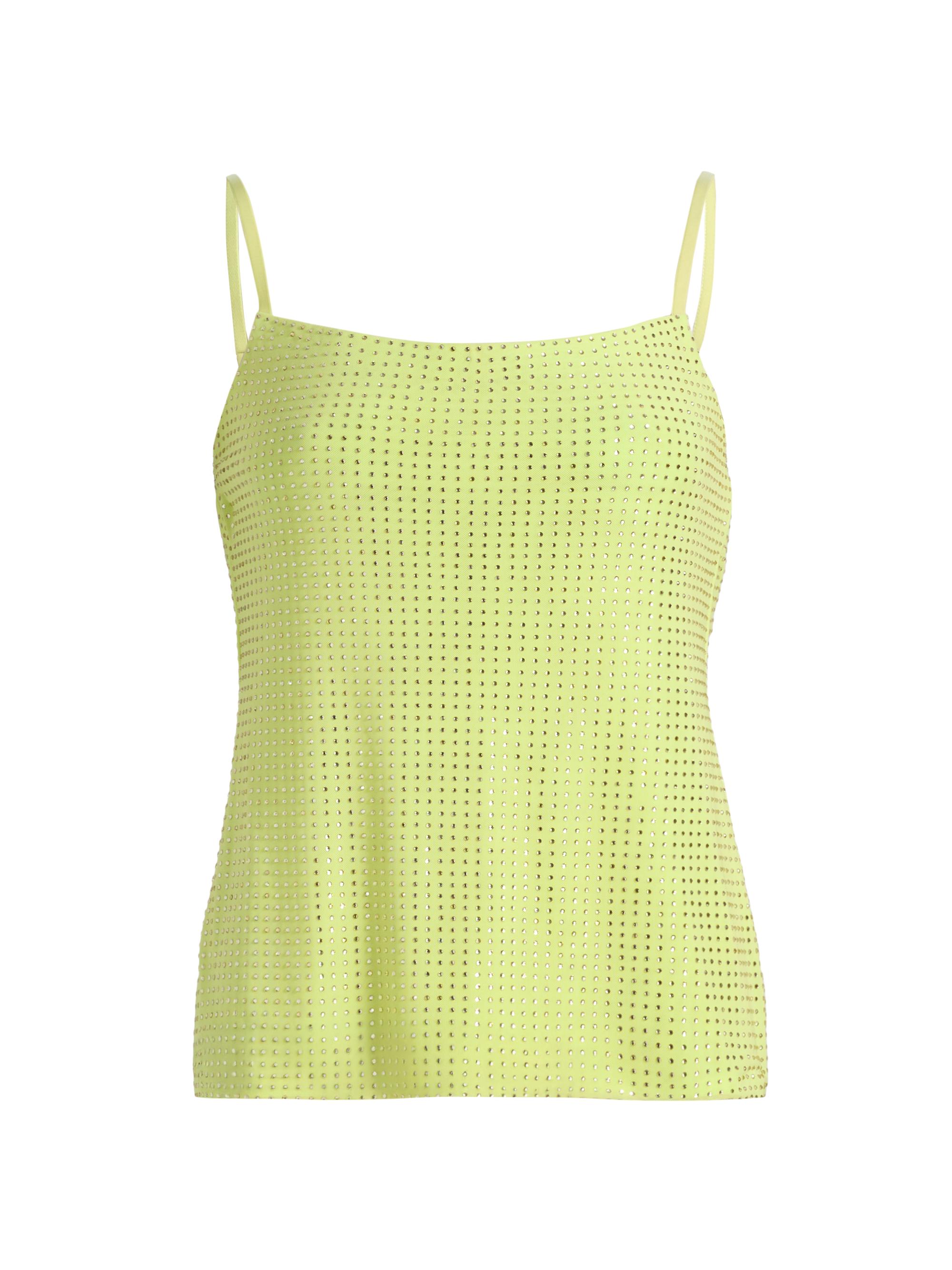 Area Women's Embellished Mesh Scoopneck Cami Top - Limoncello