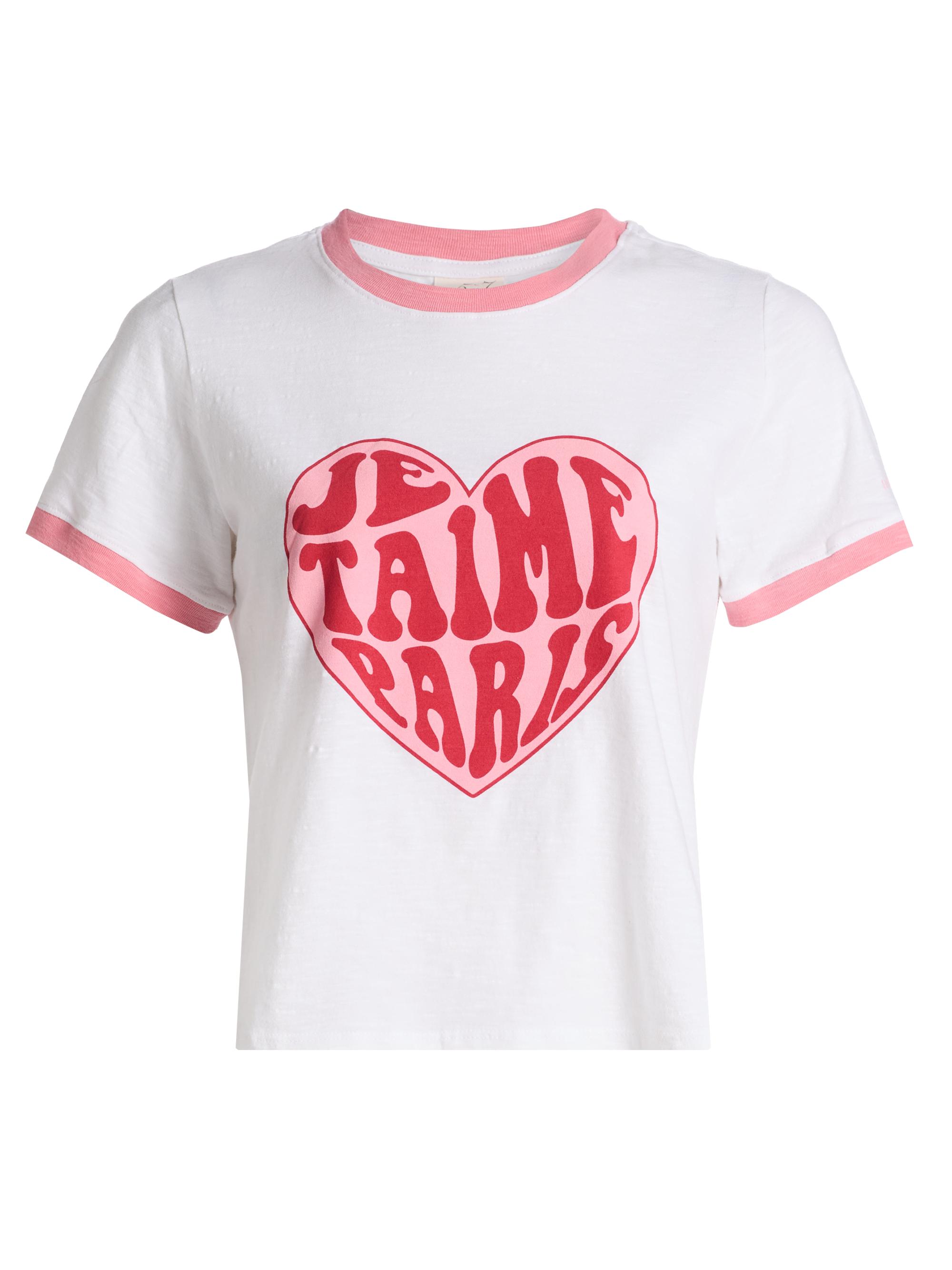 Cinq à Sept Women's Je Taime Paris Shrunken Ringer T-Shirt - White