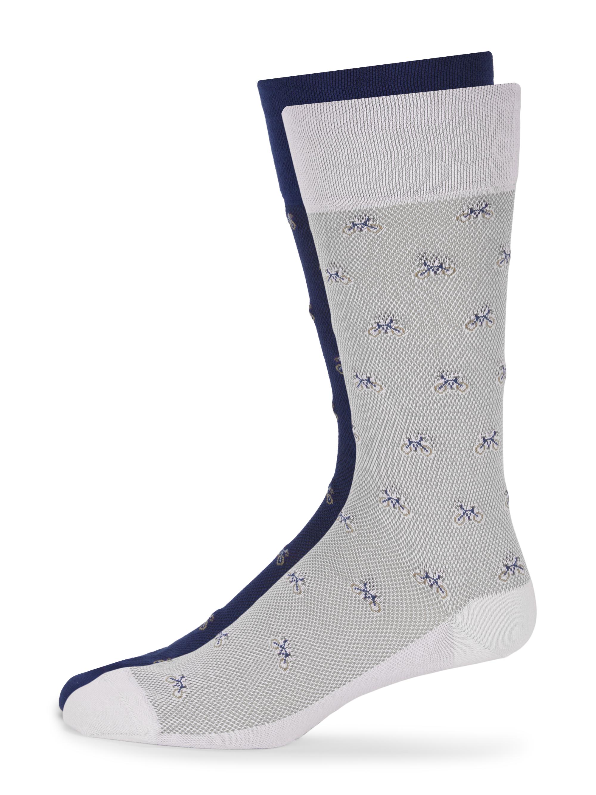 Marcoliani Men's 2-Pack Tiny Bike Mid-Calf Socks - Beige Blue