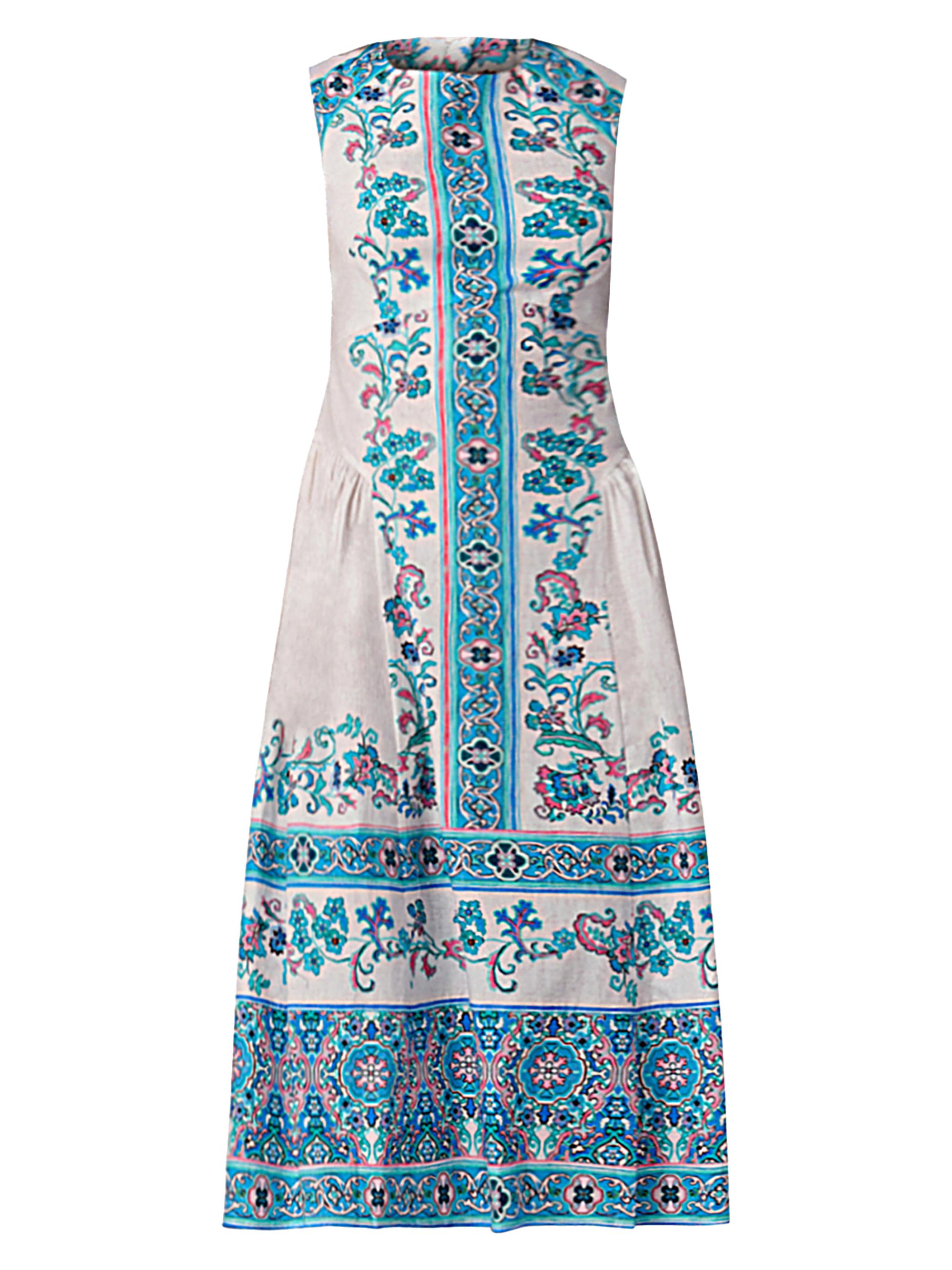 Shoshanna Women's Adele Floral Stretch-Cotton Midi-Dress - Sky Blue Multi