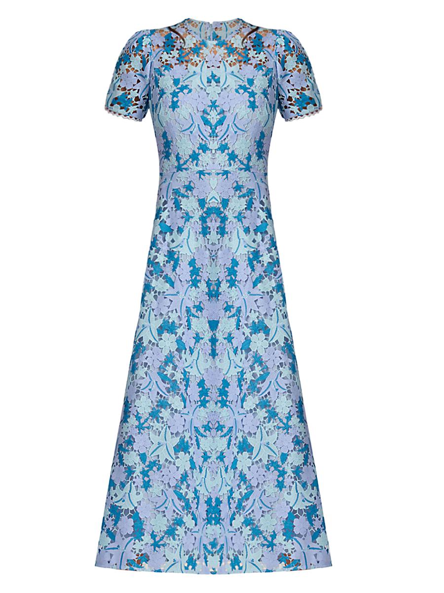 chiffon and lace midi dress Ever-Pretty Lace Trim Midi Summer Formal Wedding Guest Dress with Flutter Sleeves main image 0