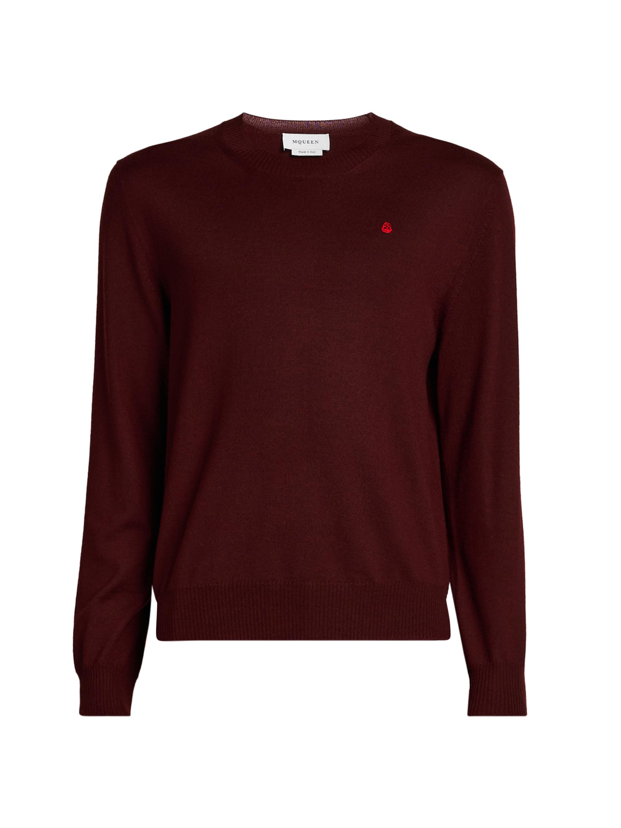 McQueen Men's Wool Crewneck Sweater - Oxblood Fiery Red