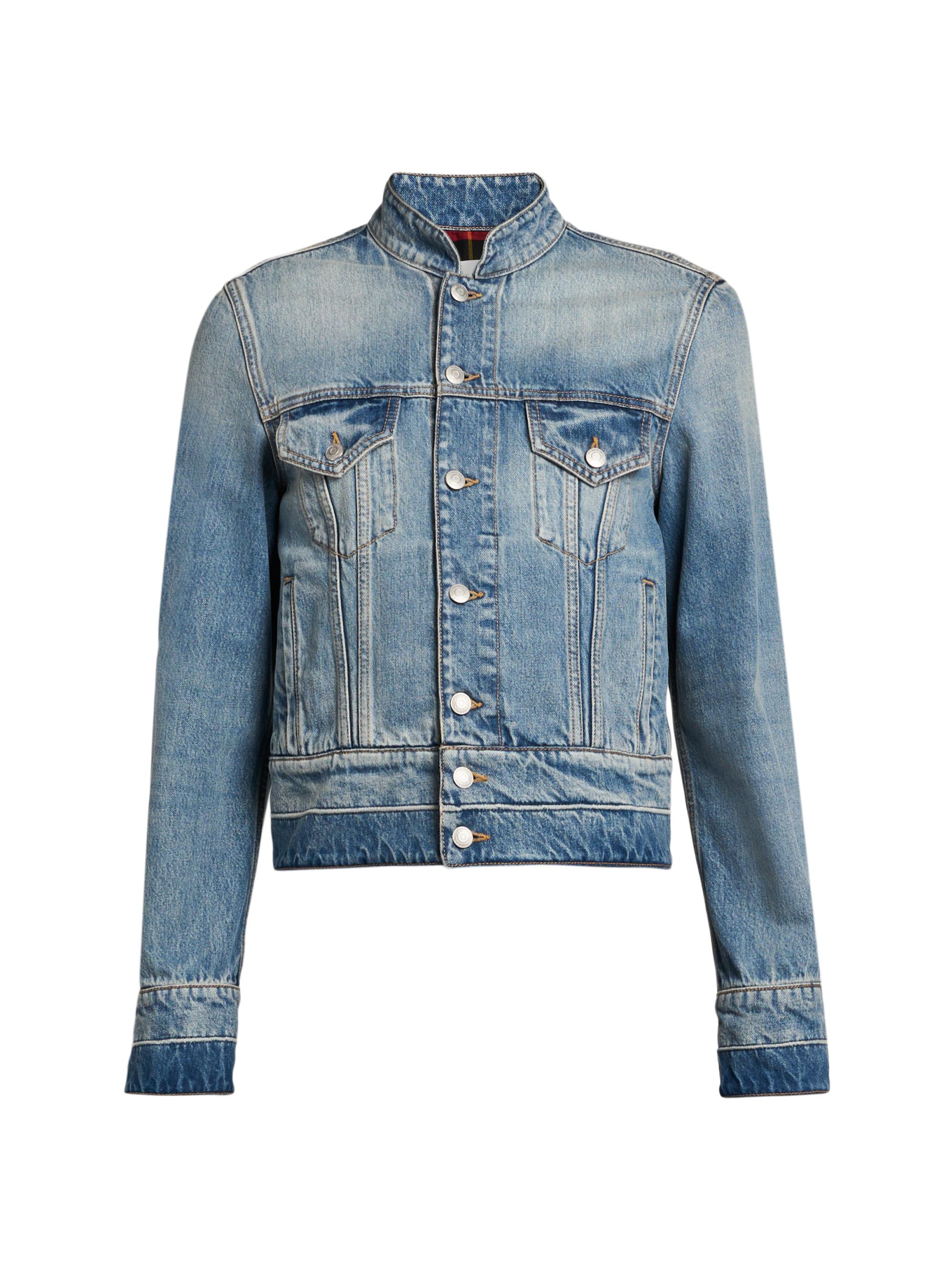 McQueen Men's Denim Band Jacket - Blue Washed