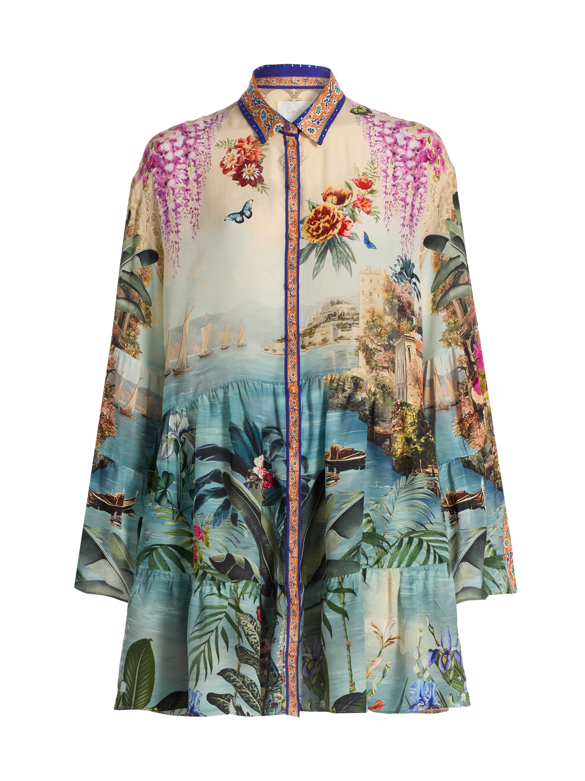 Dries Van Noten Dasia Tie Print Silk Oversized Shirtdress | Saks