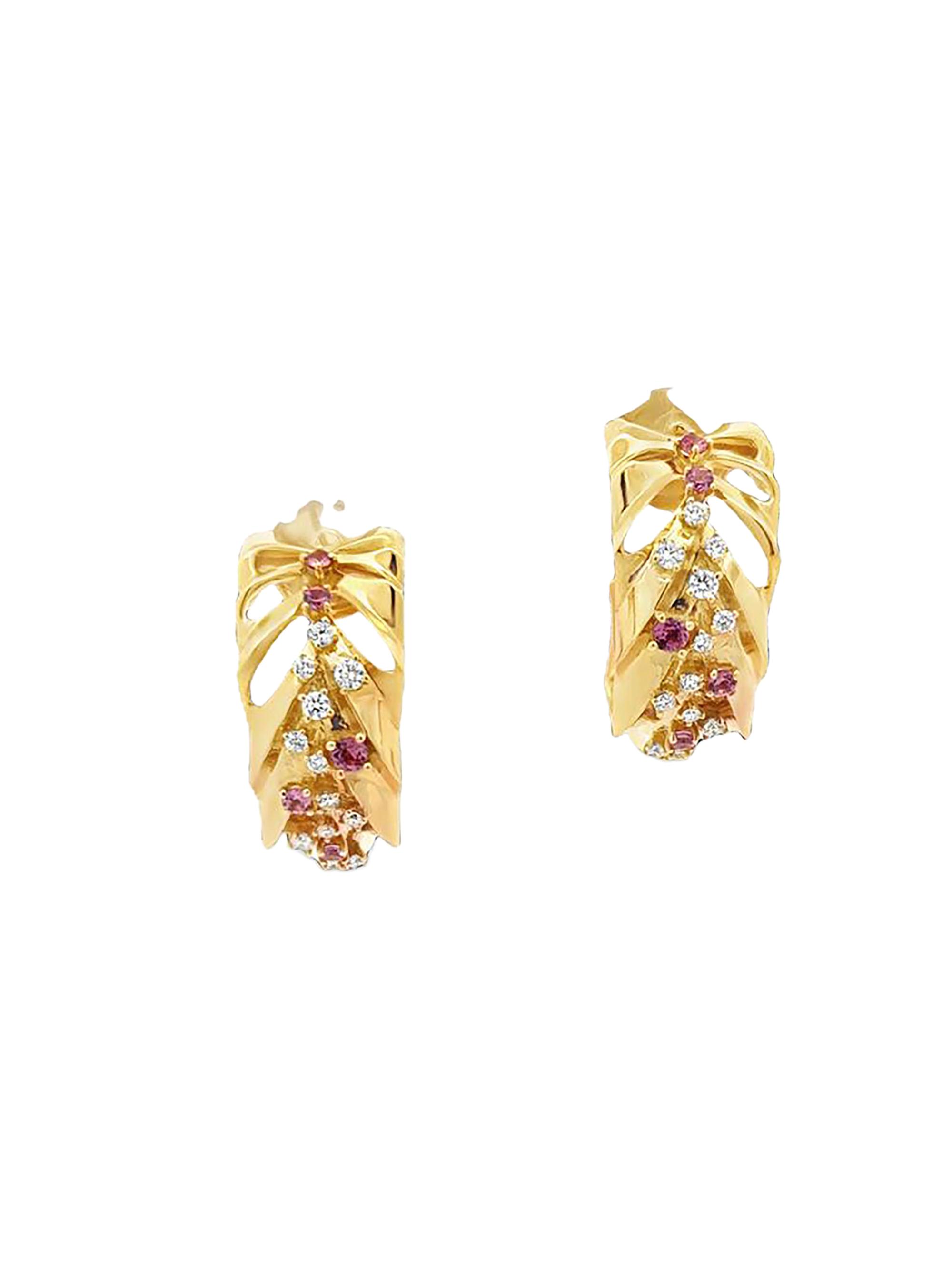 Hueb Women's Bahia 18K Yellow Gold, Pink Garnet & 0.46 TCW Diamond Drop Earrings - Yellow Gold - Women's Jewelry And Watches