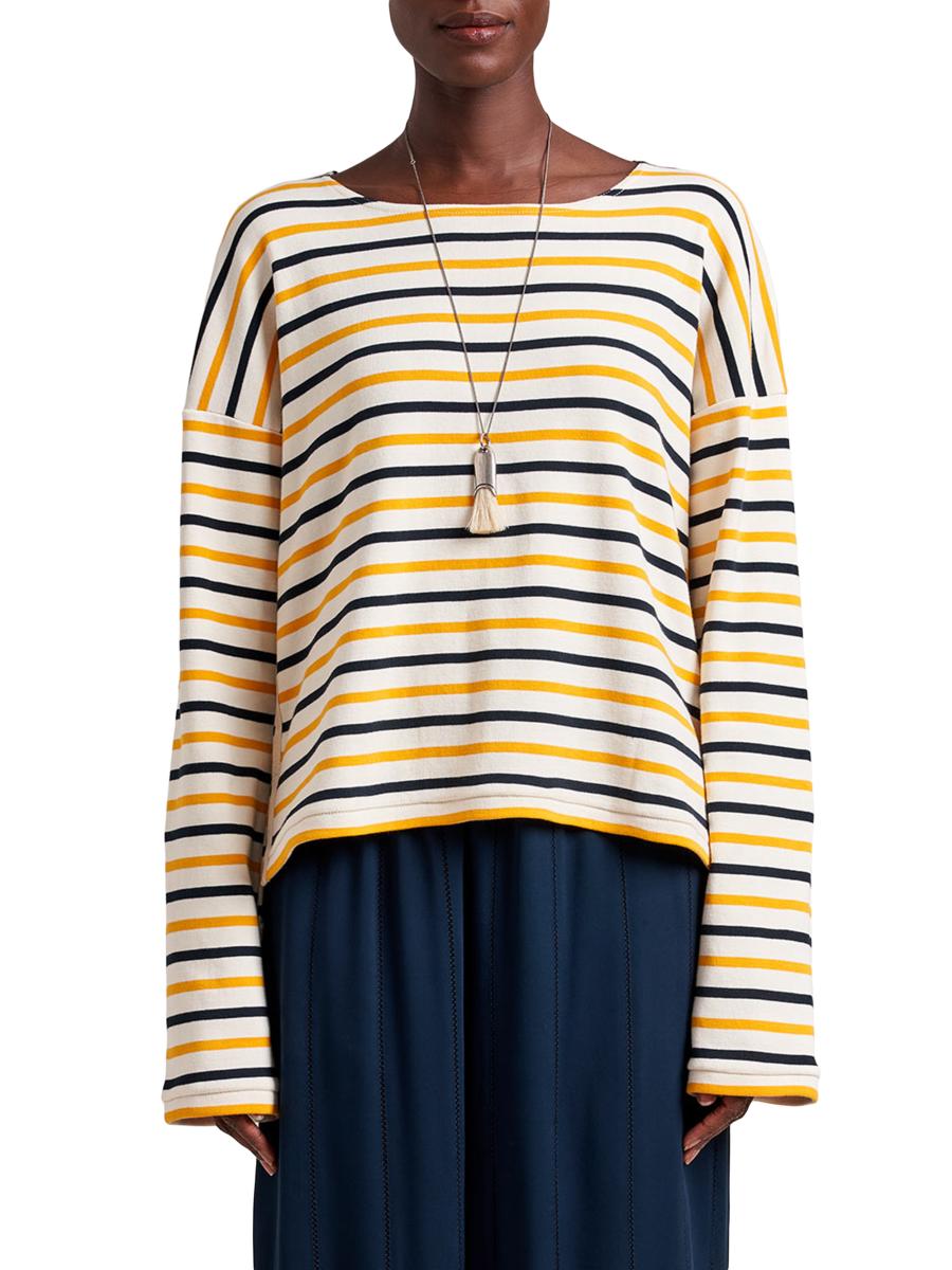 La Ligne Women's Ls Breton T-shirt In Ecru Mustard Navy