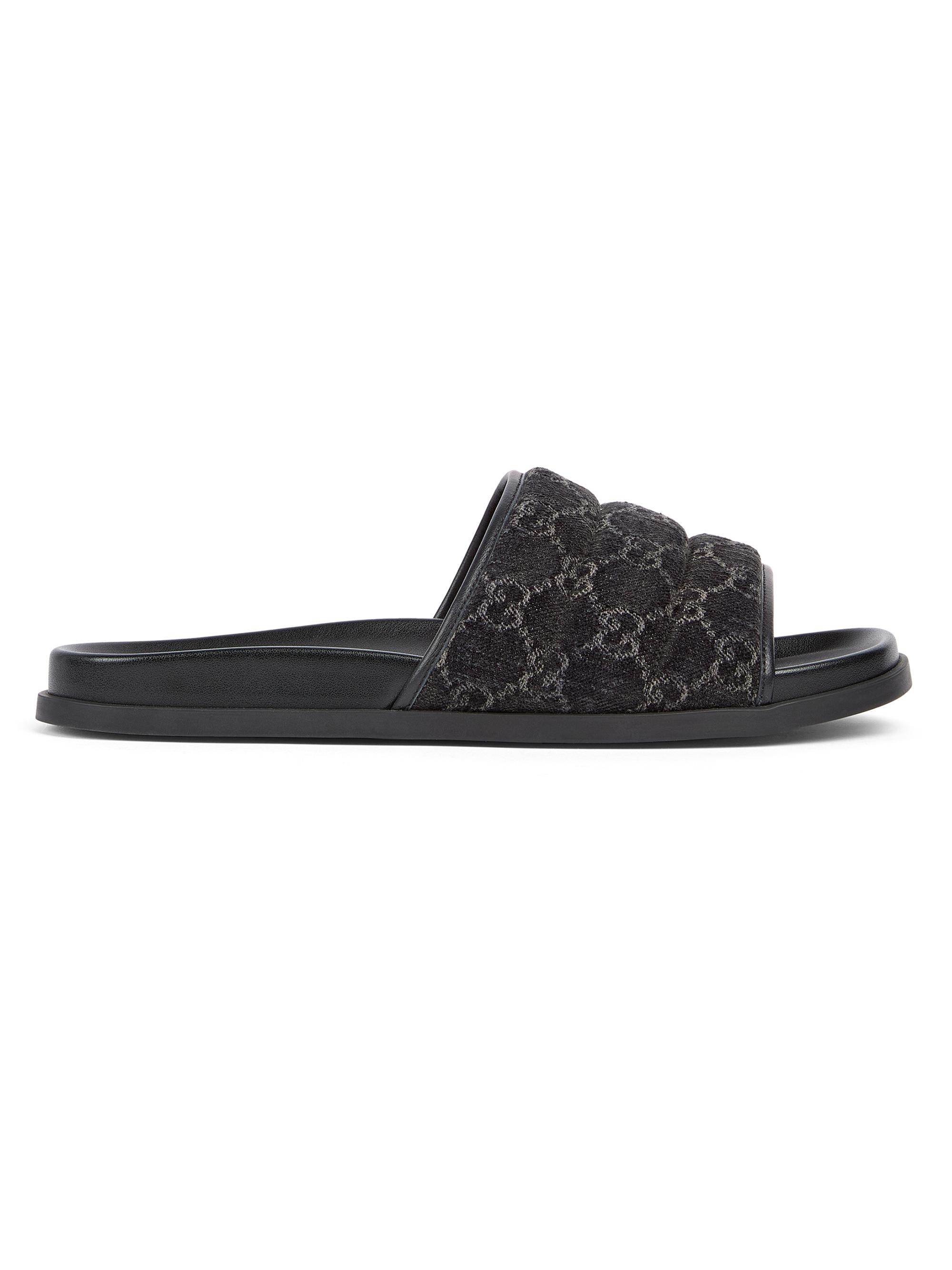 Gucci Men's Rhien Quilted GG Slide Sandals - Palladio