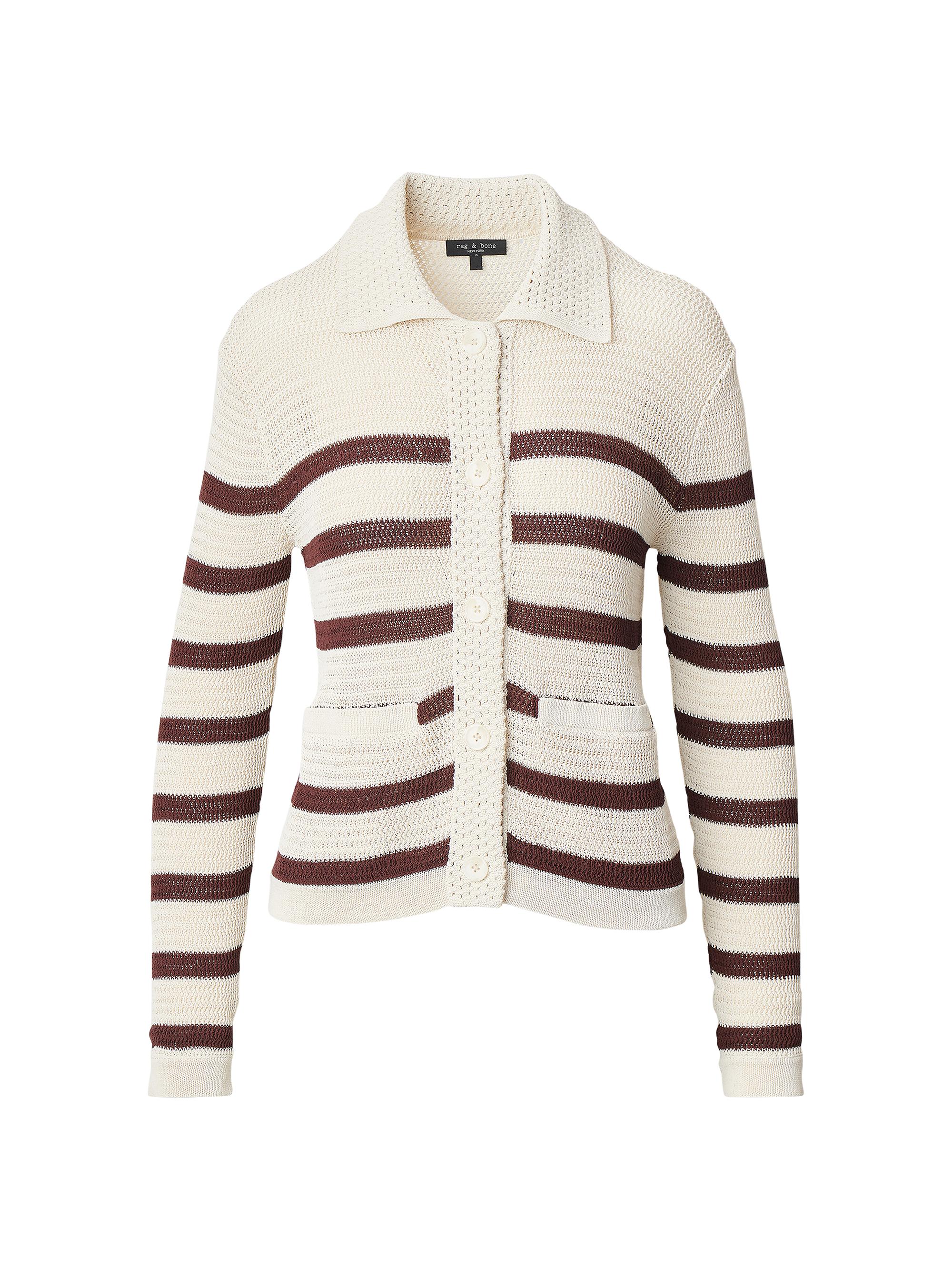 Costi Striped Open-Knit Cardigan