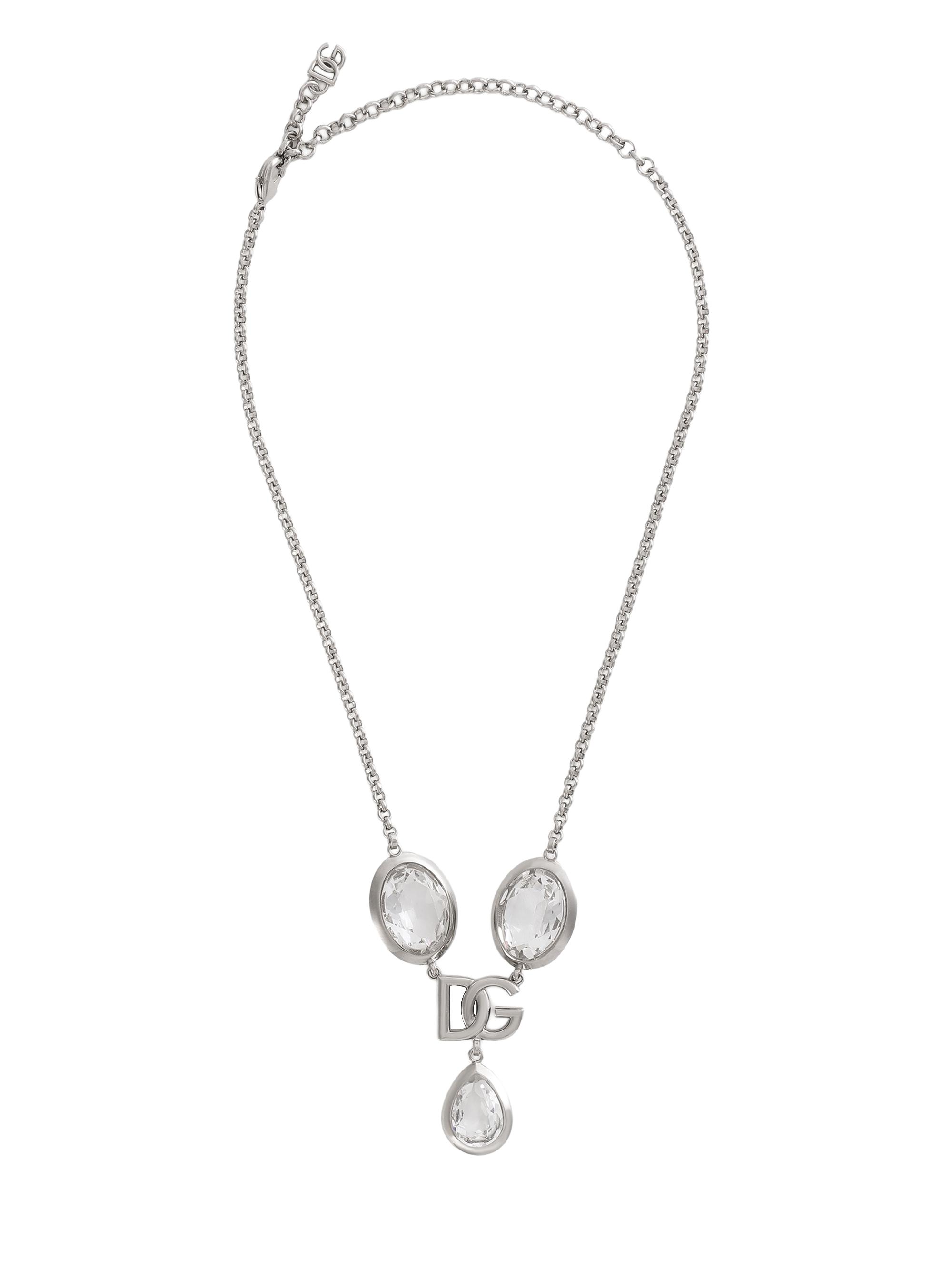 Dolce & Gabbana Women's Silvertone & Crystal Logo Chain Necklace - Silver