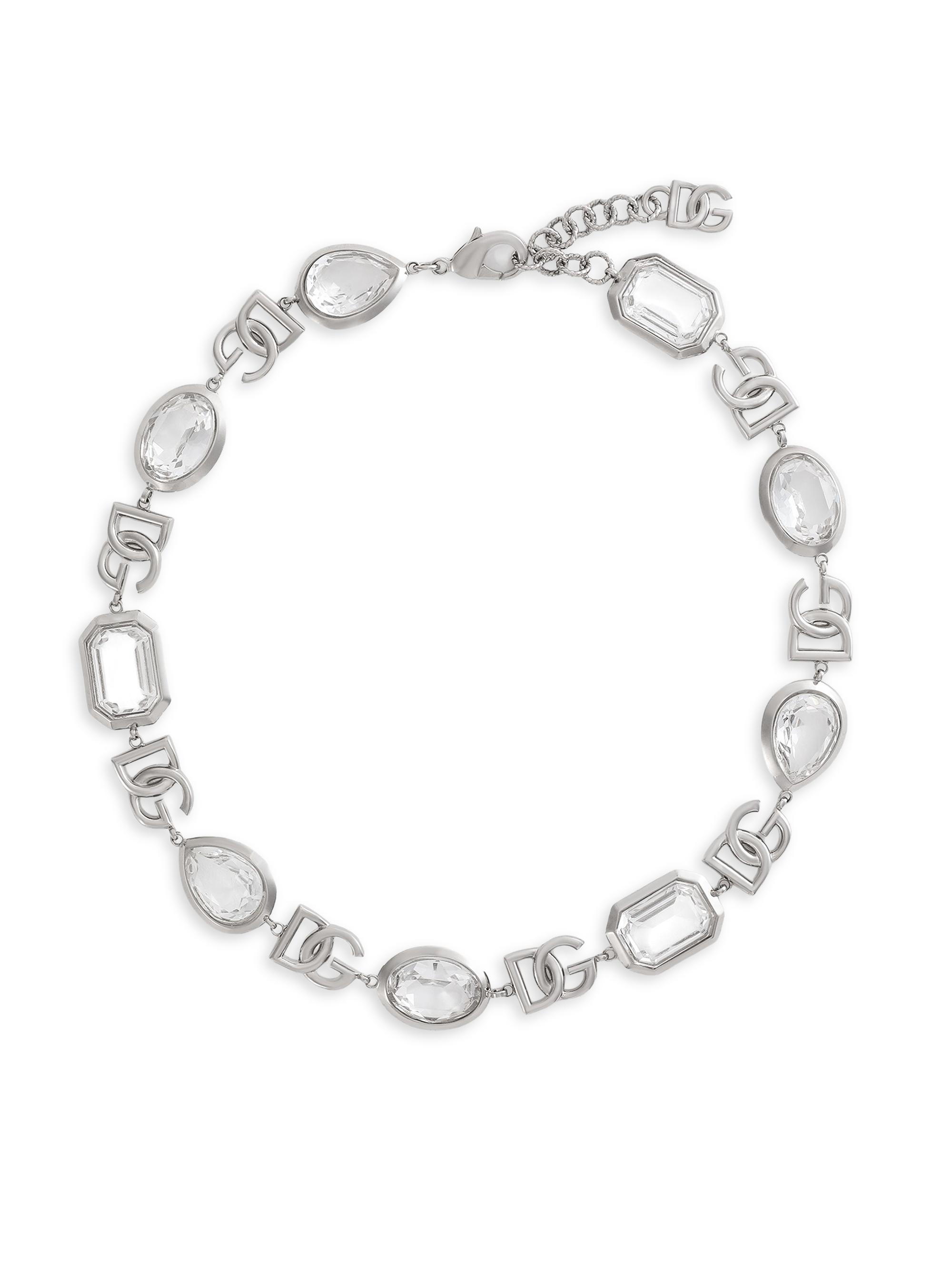 Dolce & Gabbana Women's Silvertone & Crystal Logo Necklace - Silver