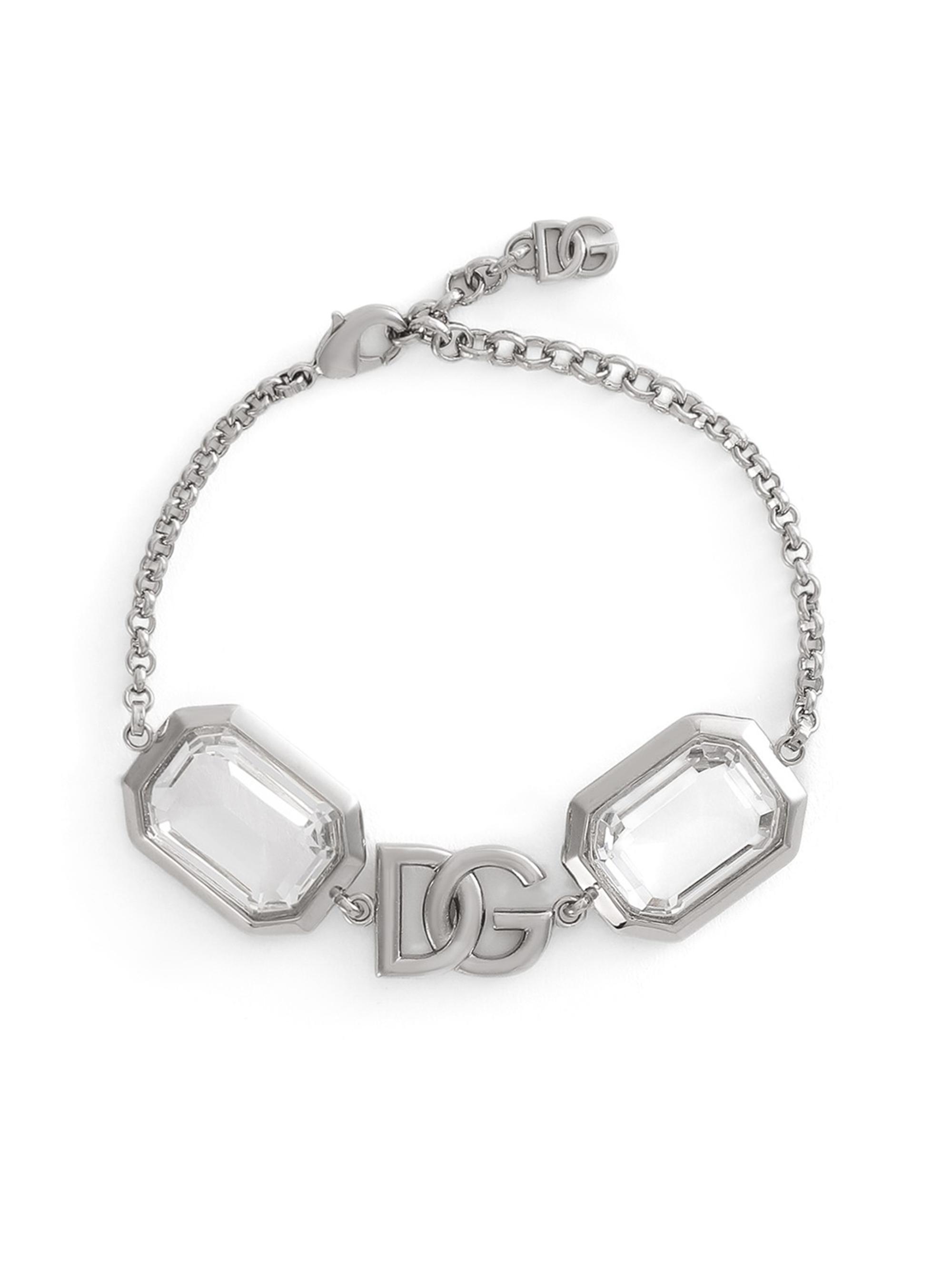 Dolce & Gabbana Women's Silvertone & Crystal Logo Chain Bracelet - Silver
