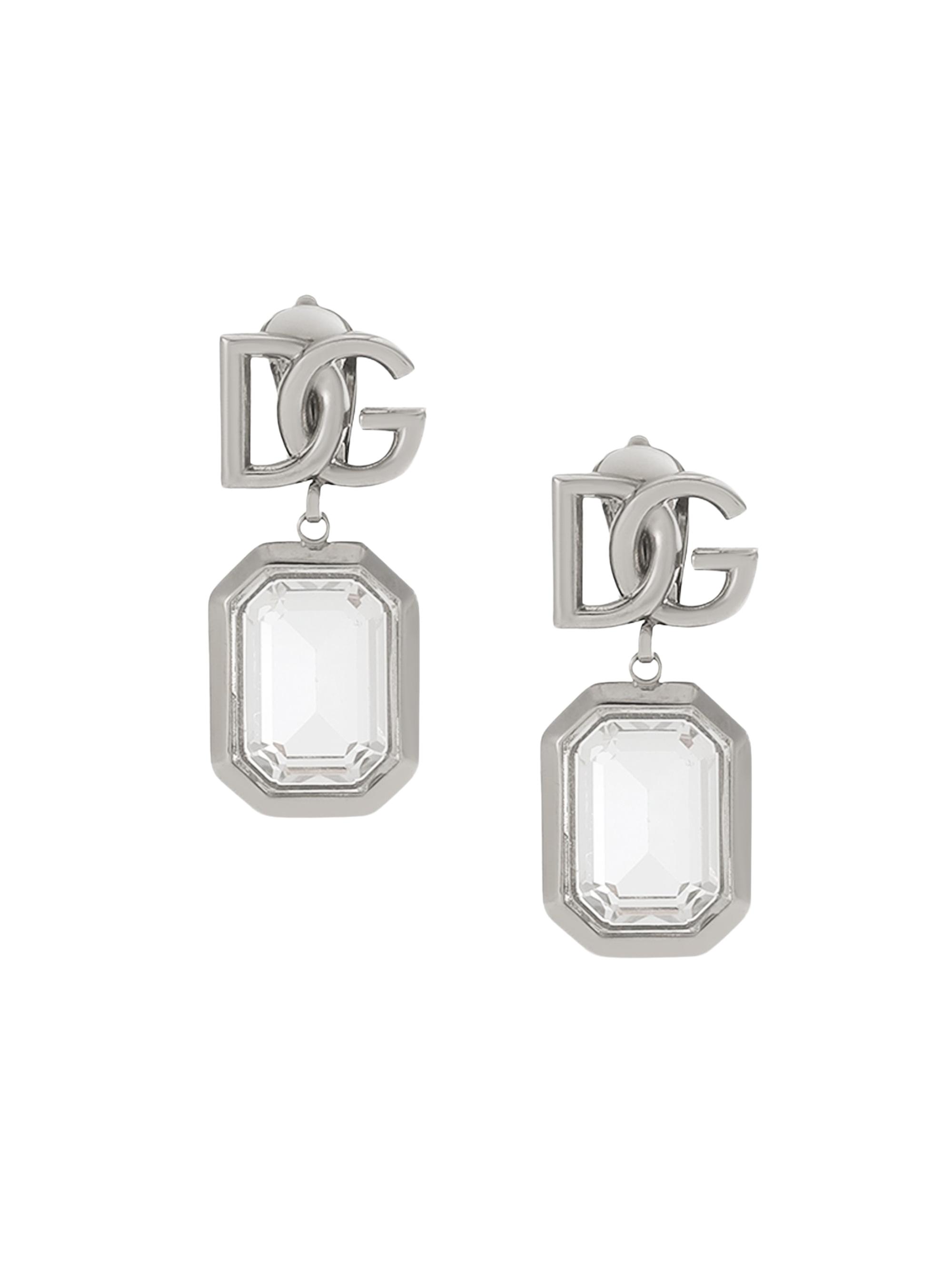 Dolce & Gabbana Women's Silvertone & Crystal Logo Drop Earrings - Silver