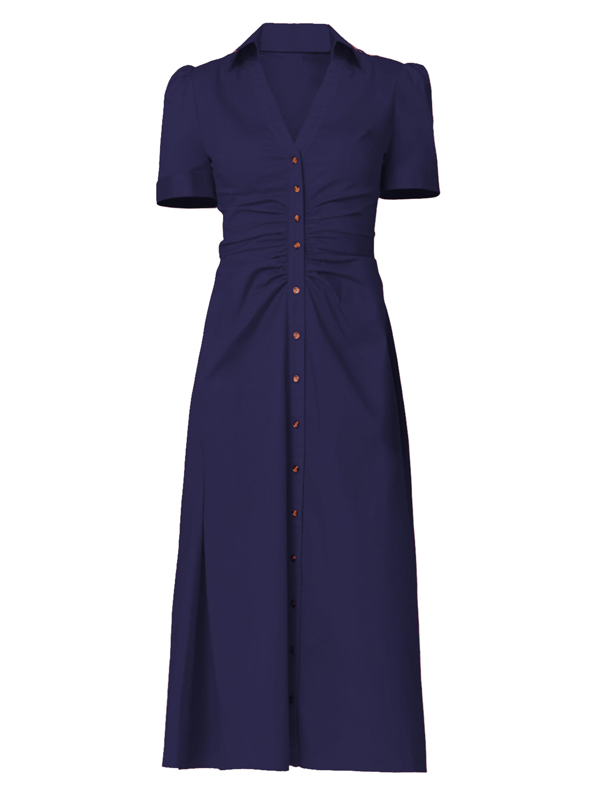 Shoshanna Angela Mixed-Media Faux-Leather Midi-Dress | Saks Fifth Avenue