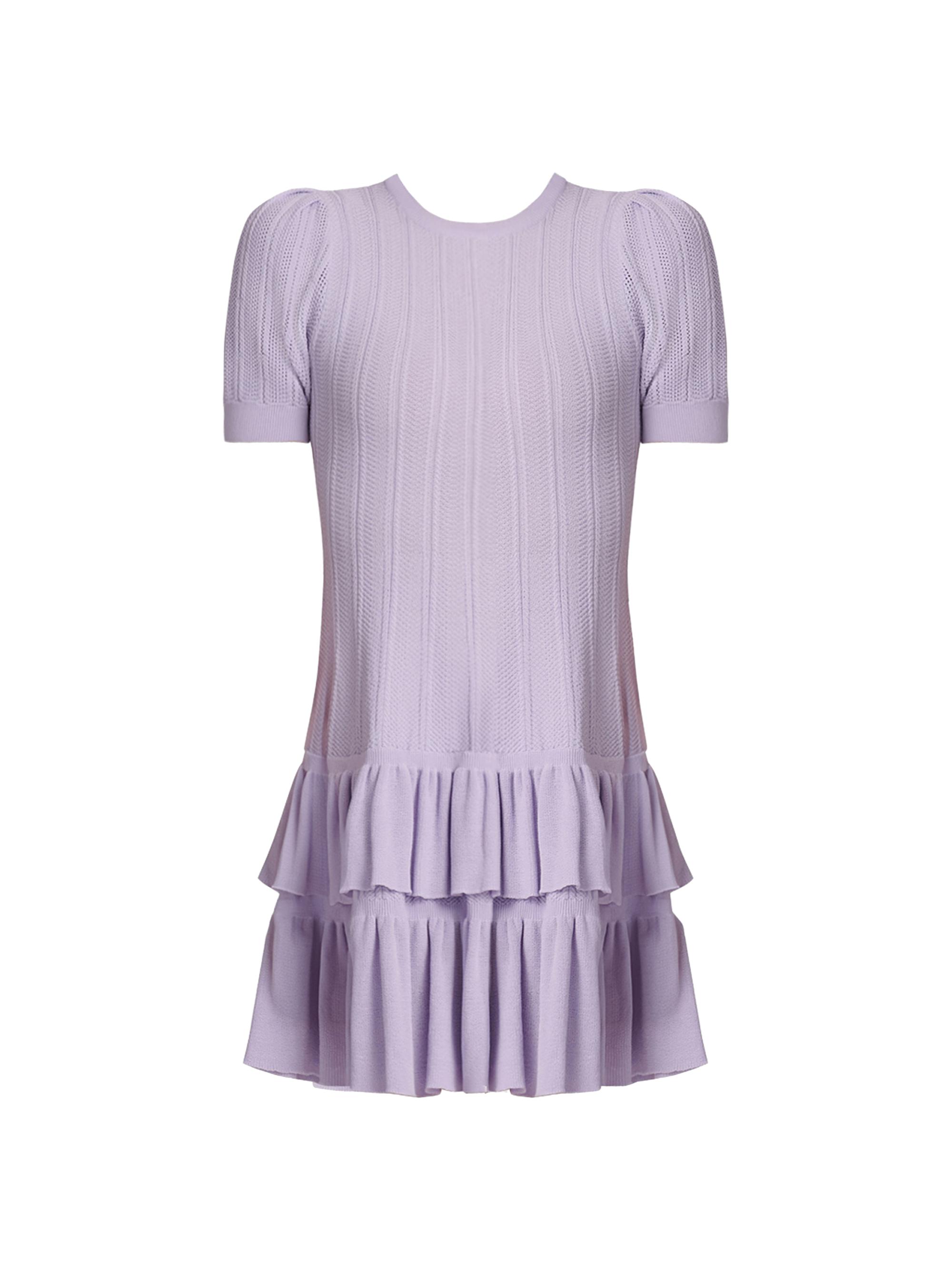 Shoshanna Women's Sloan Pointelle Knit Ruffle Minidress - Lilac