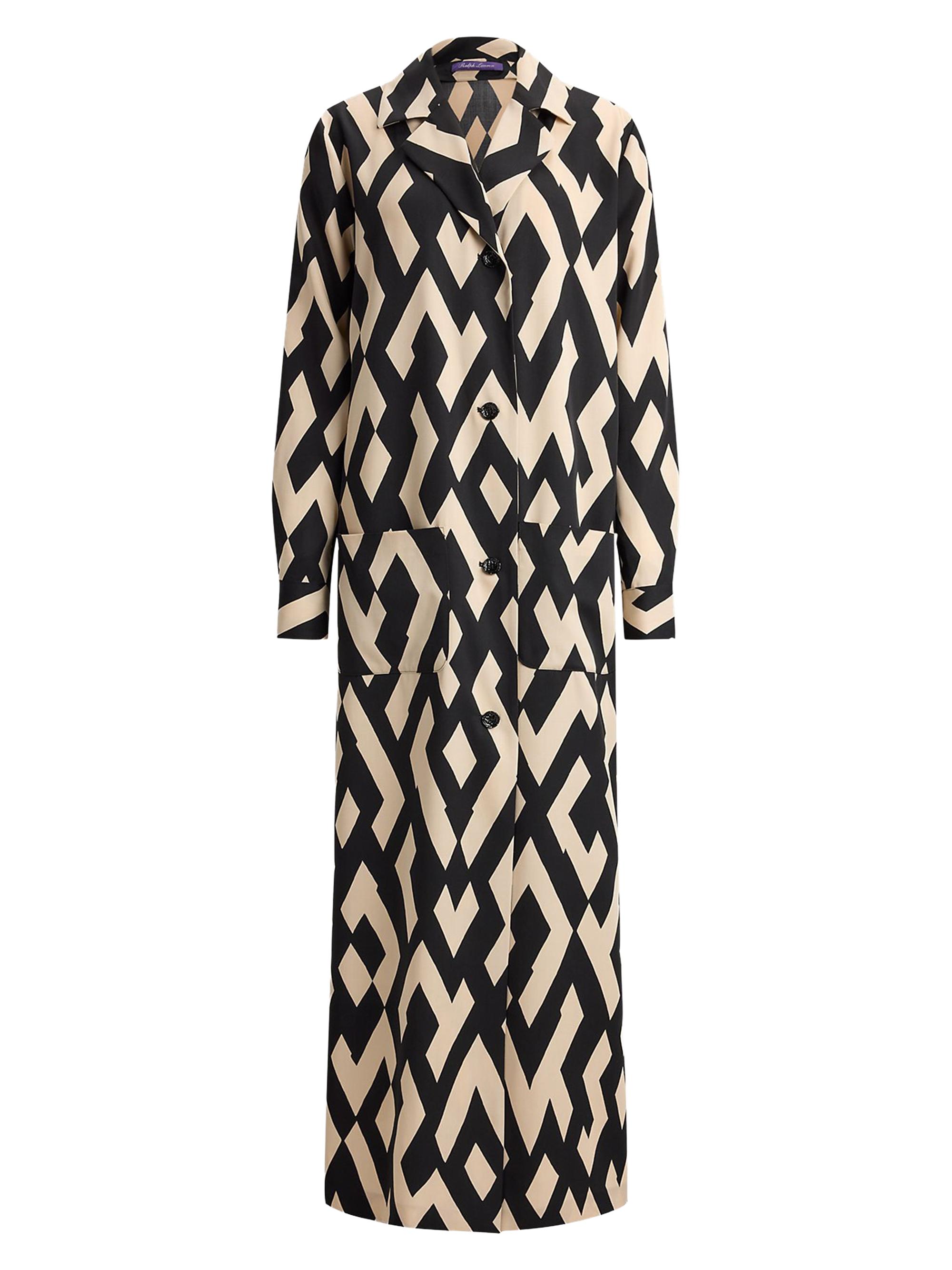 Ralph Lauren Collection Women's Nessa Deco-Print Wool Coat - Black Sand