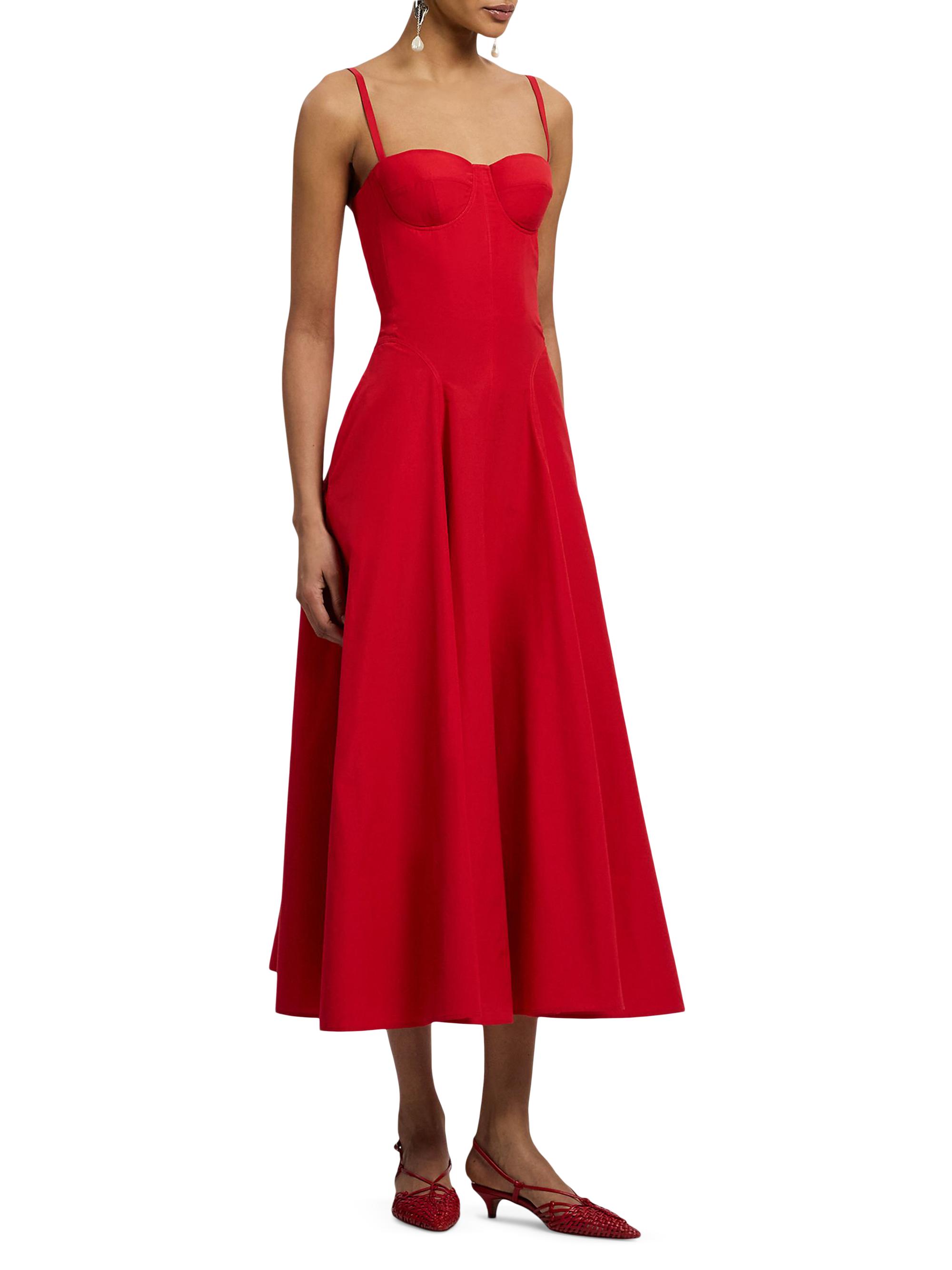 Ralph Lauren Collection Women's Marigot Cotton-Blend Poplin Day Dress - Bright Red | Thumbnail 4