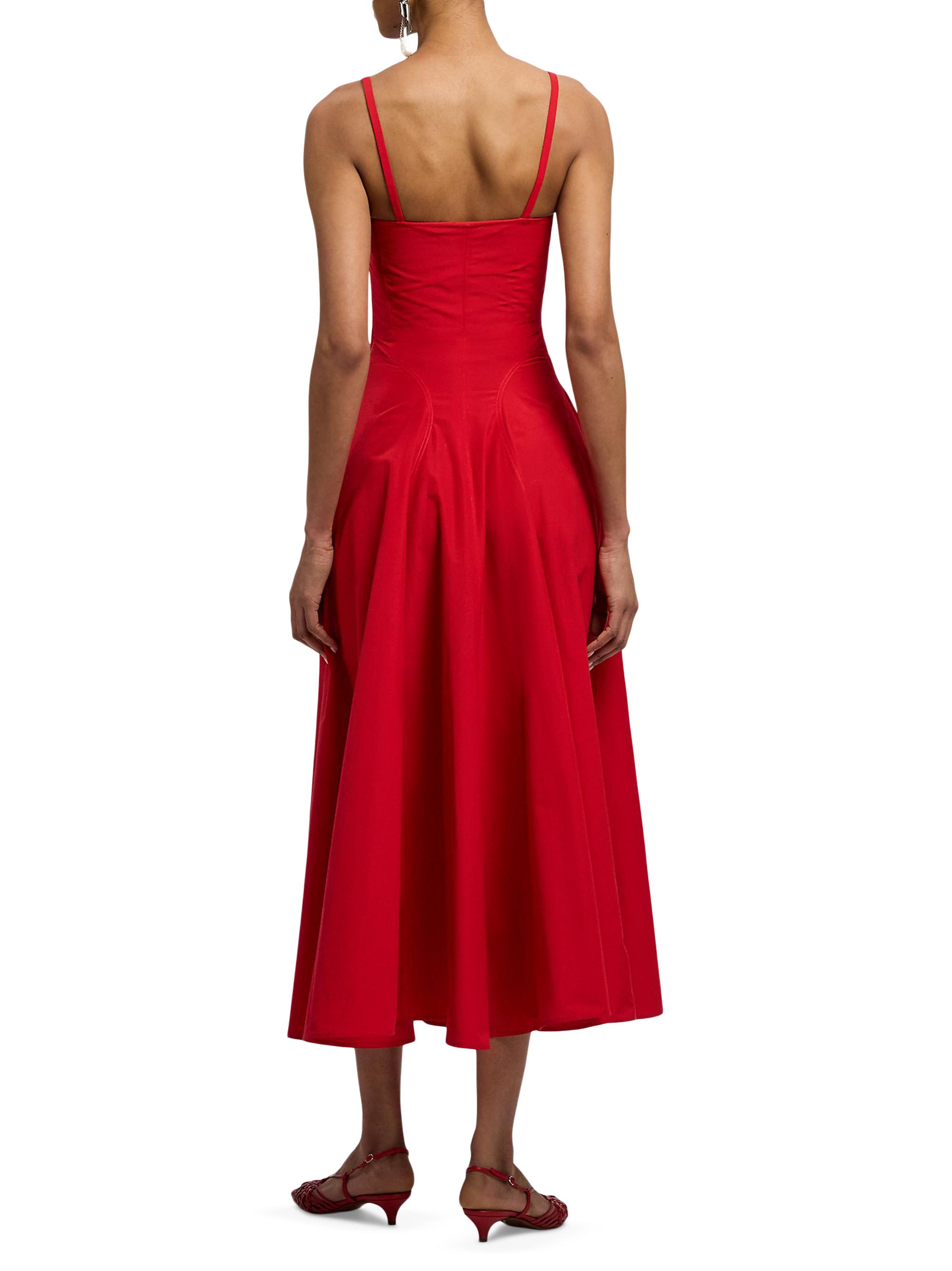 Ralph Lauren Collection Women's Marigot Cotton-Blend Poplin Day Dress - Bright Red | Thumbnail 5