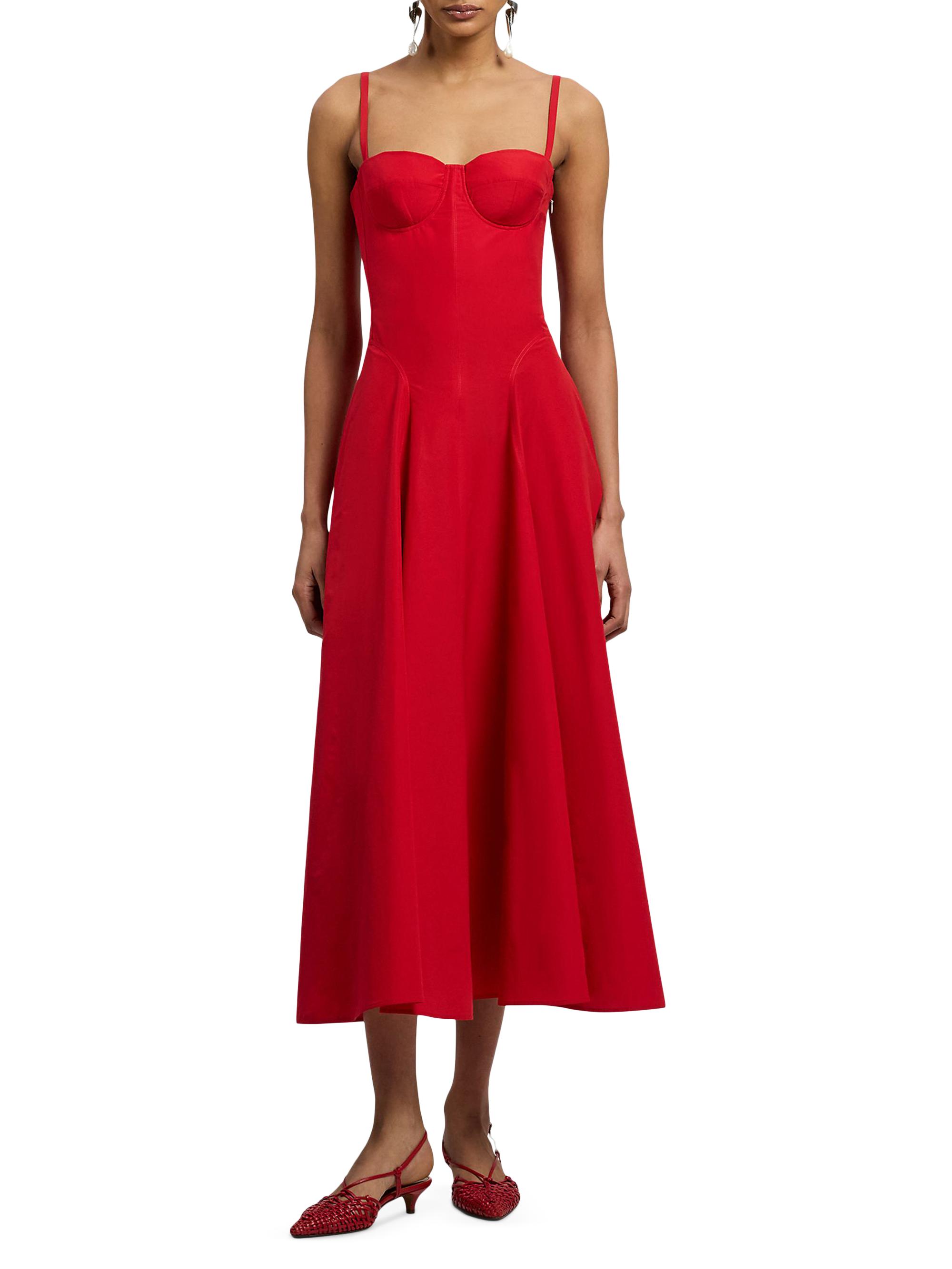 Ralph Lauren Collection Women's Marigot Cotton-Blend Poplin Day Dress - Bright Red | Thumbnail 2