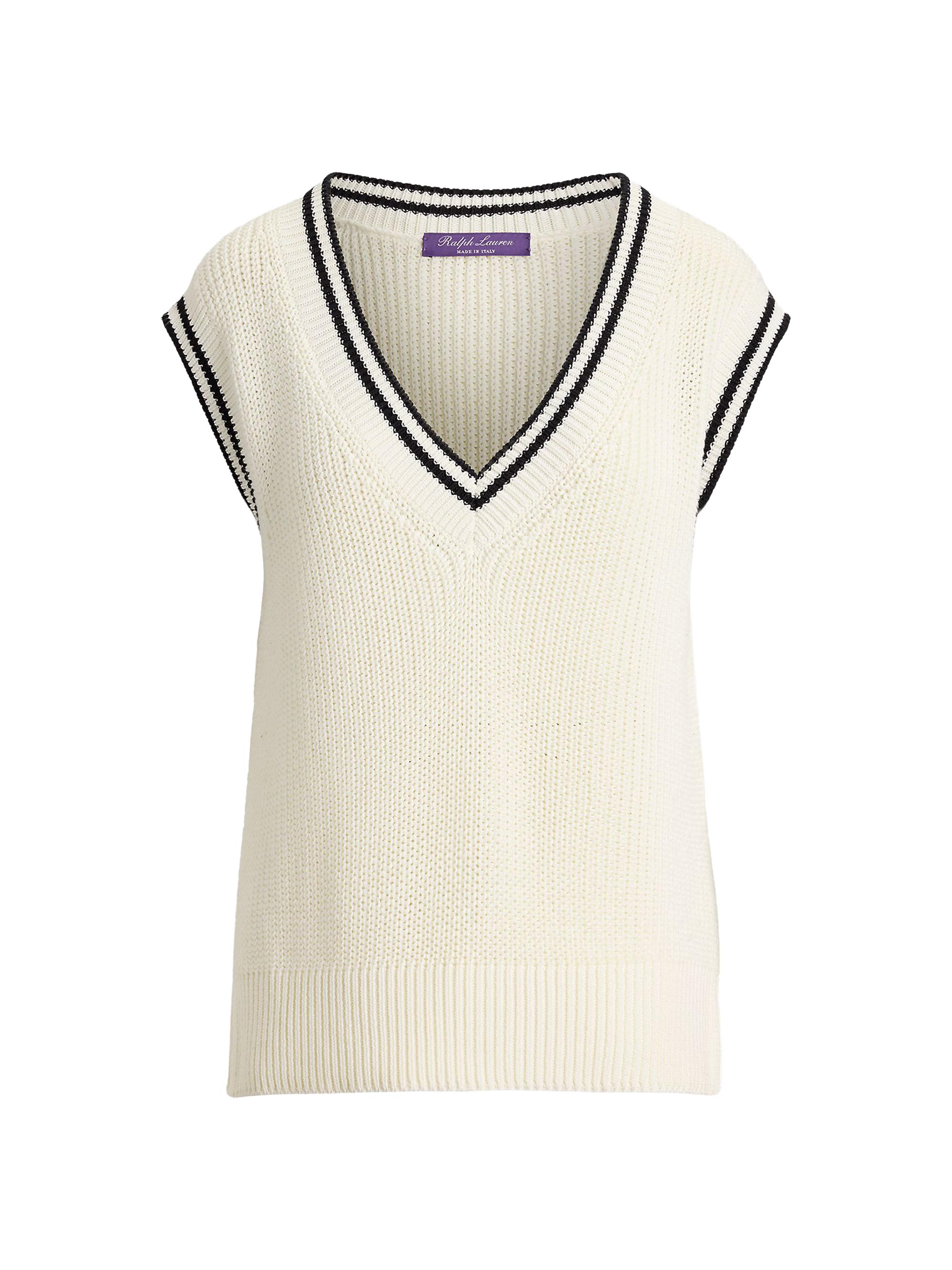 Ralph Lauren Collection Women's Cotton-Silk Oversized Sweater Vest - Lux Cream Black