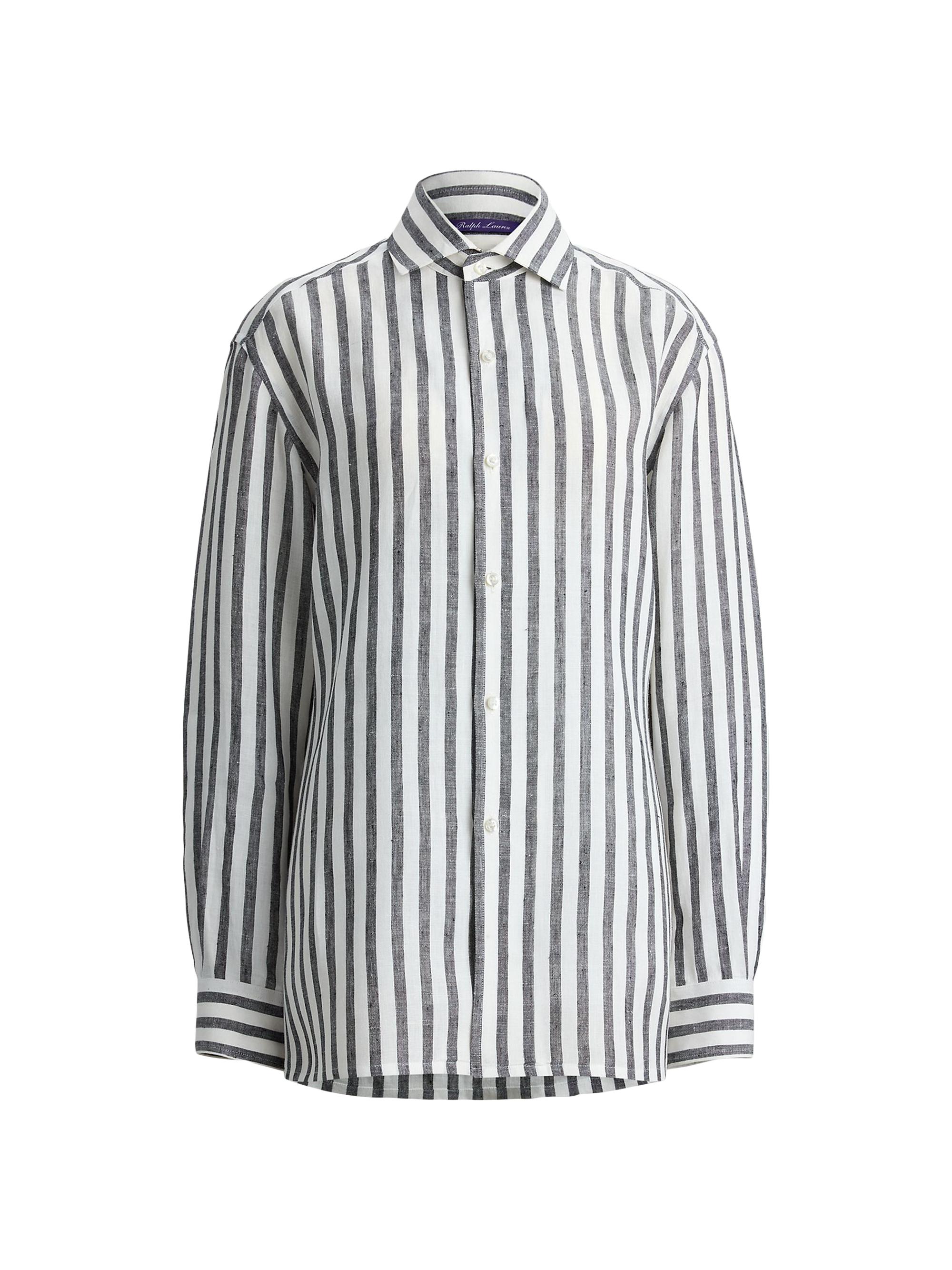 Ralph Lauren Collection Women's Capri Relaxed-Fit Striped Linen Shirt - Black White