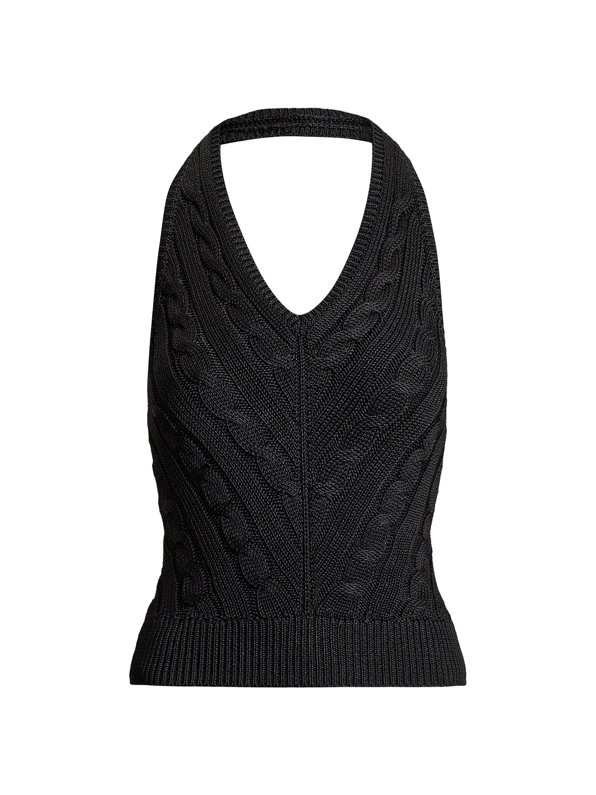 Ralph Lauren Collection Women's Cable-Knit Silk Halter Sweater - Black