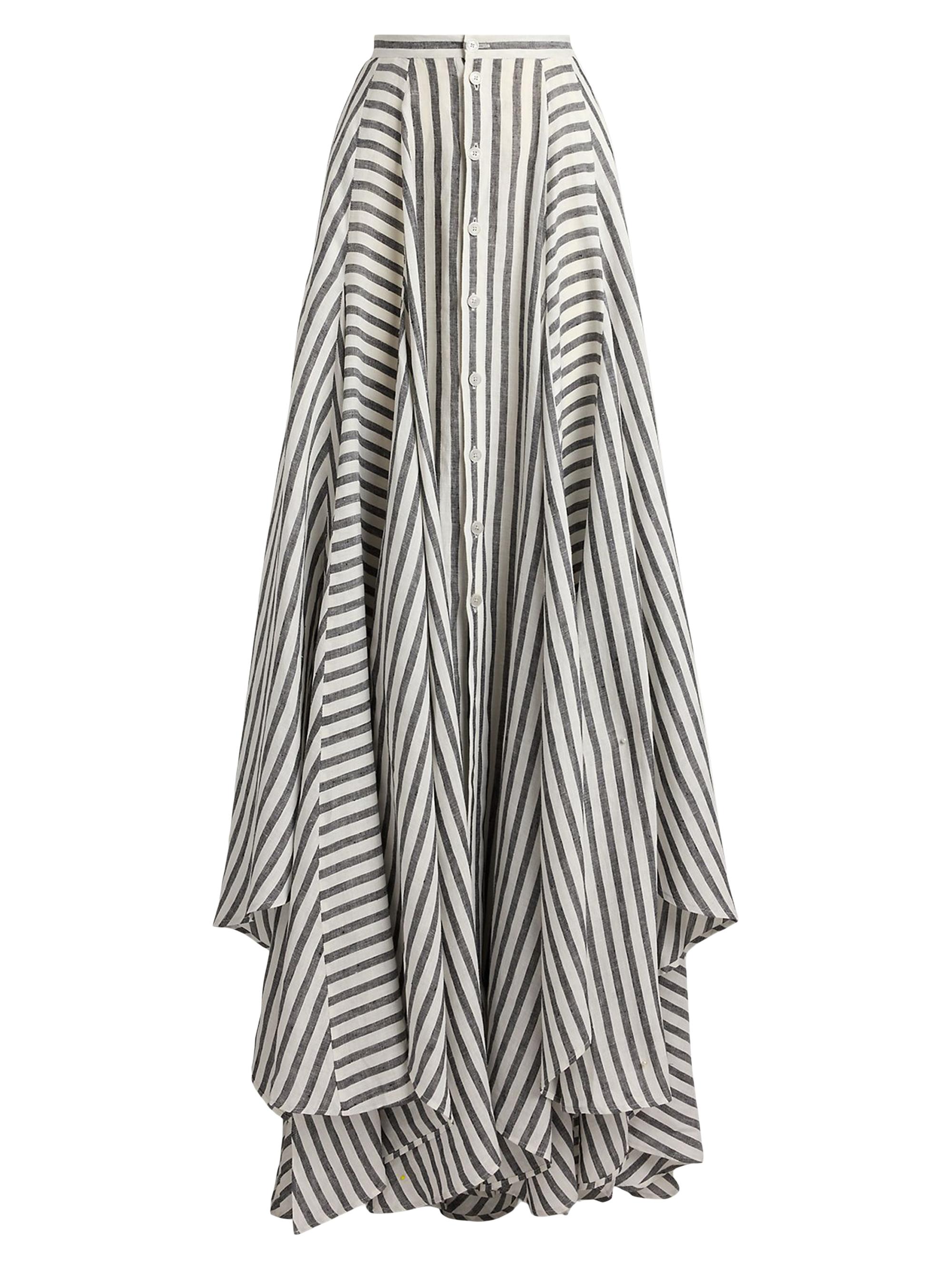 Ralph Lauren Collection Women's Shamus Striped Linen Maxi Skirt - Black White