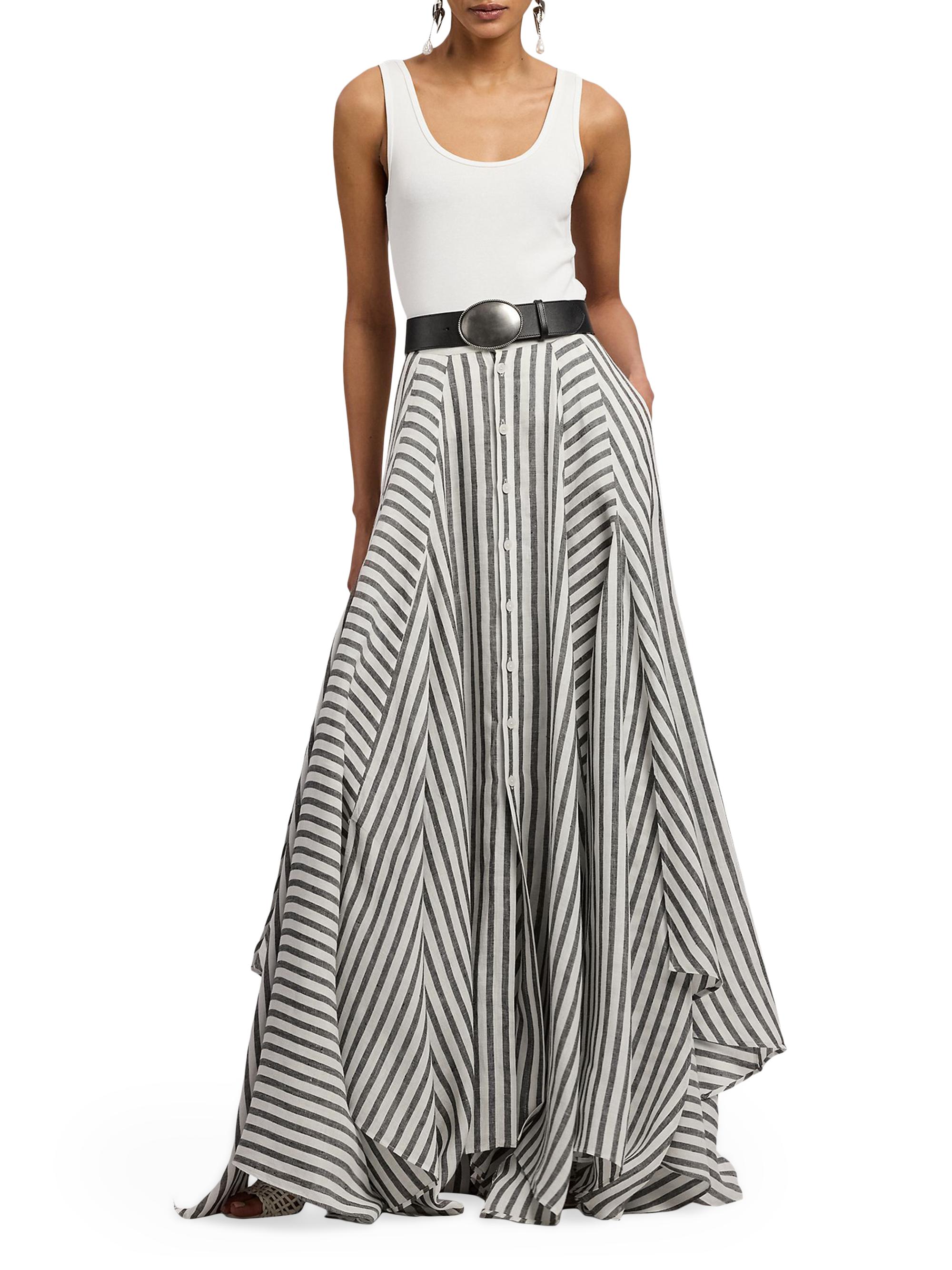 Ralph Lauren Collection Shamus Striped Linen Maxi Skirt | Saks