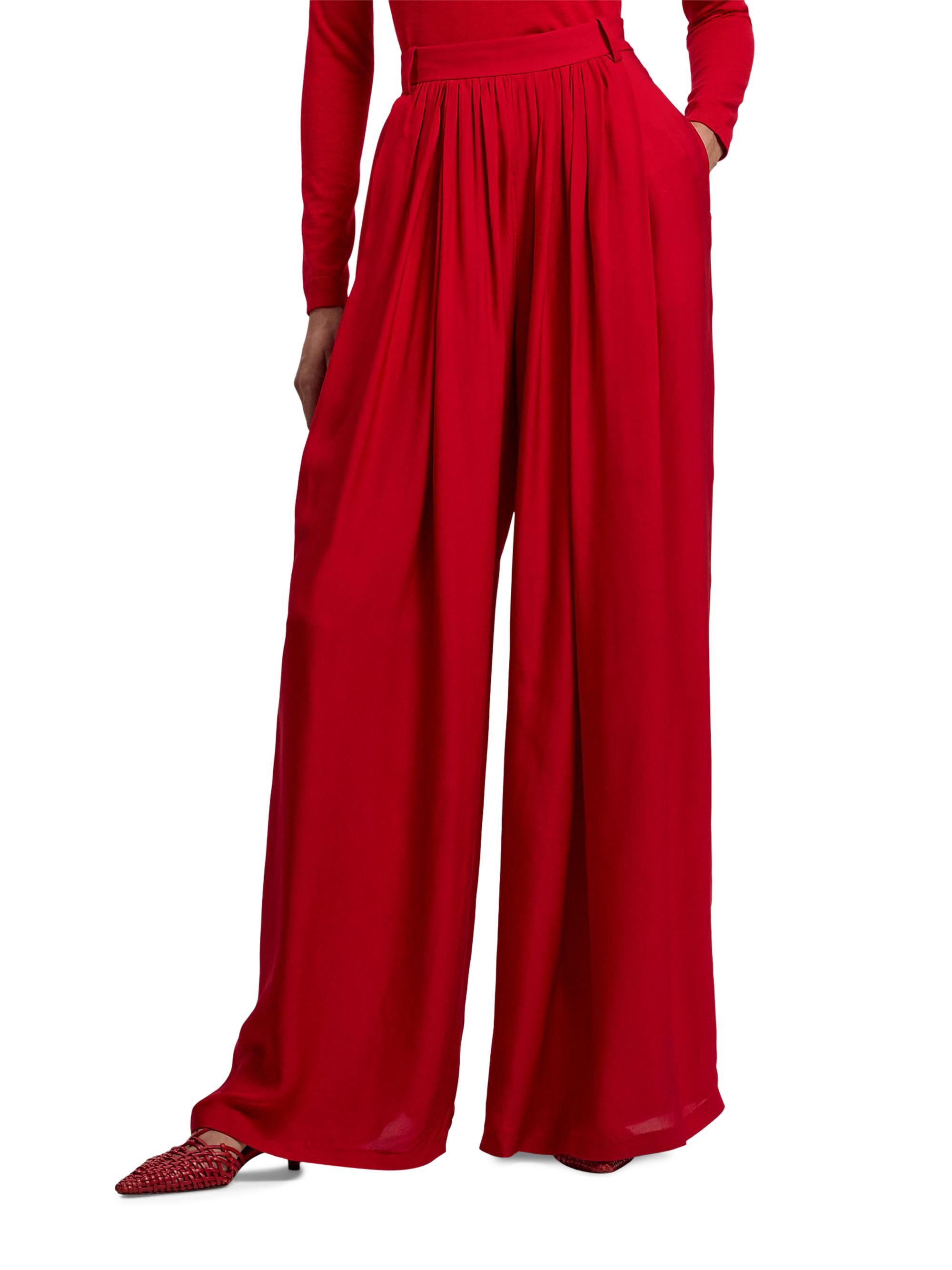 Ralph Lauren Collection Women's Vannesa Satin Wide-Leg Pants - Bright Red