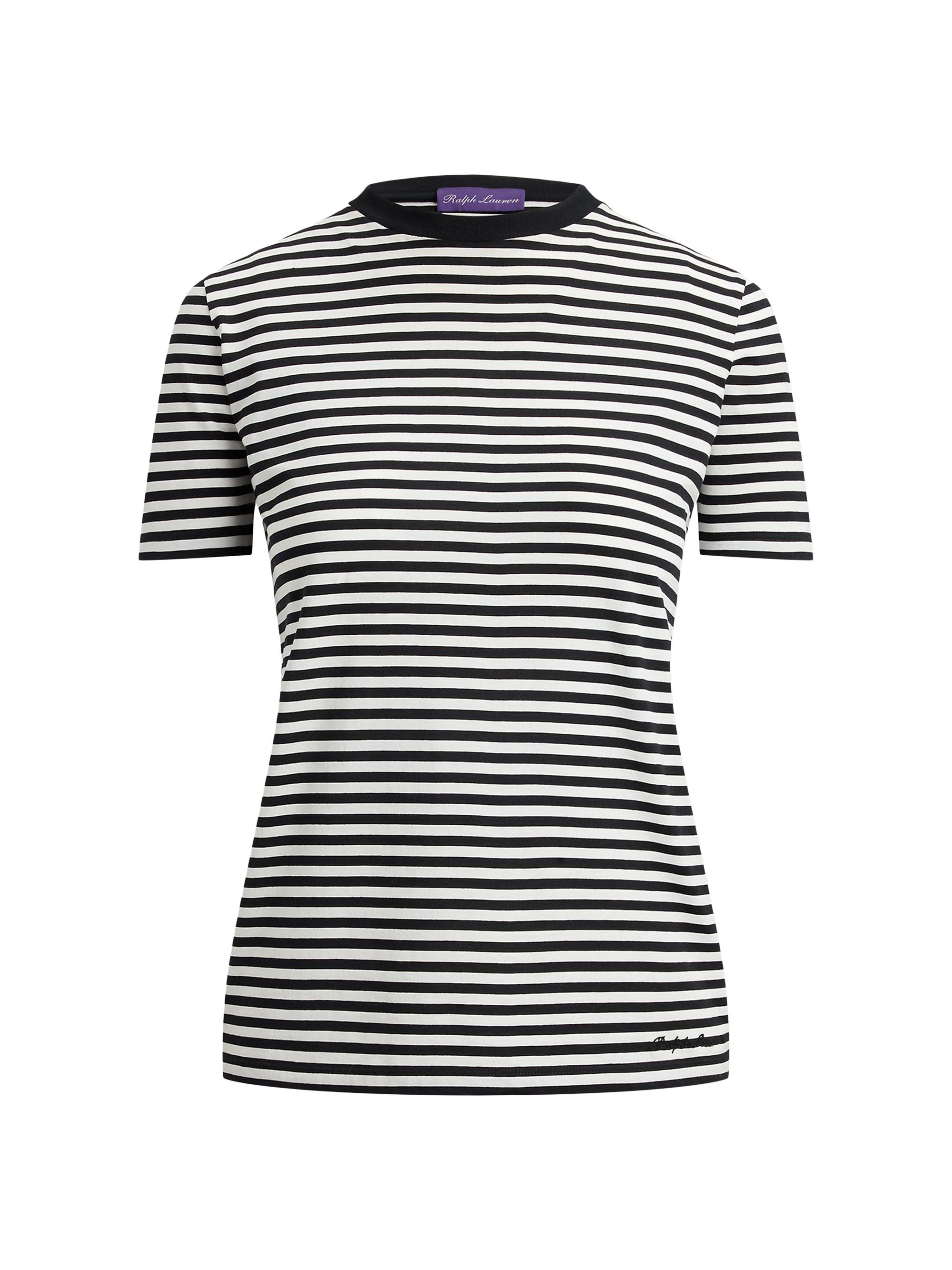 Ralph Lauren Collection Women's Hallie Striped Cotton Jersey T-Shirt - Black White