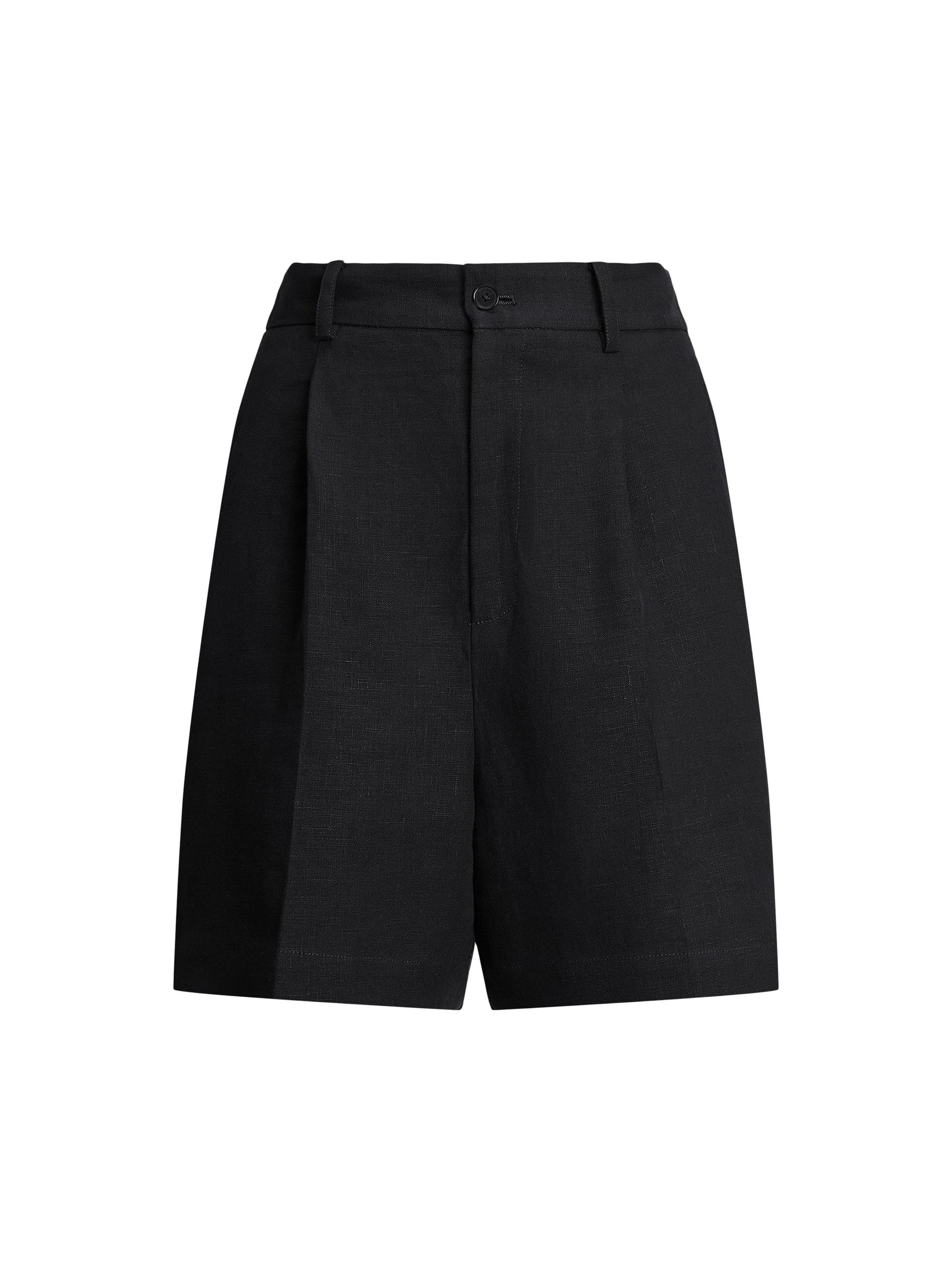 Ralph Lauren Collection Women's Tracy Pleated Linen Shorts - Black