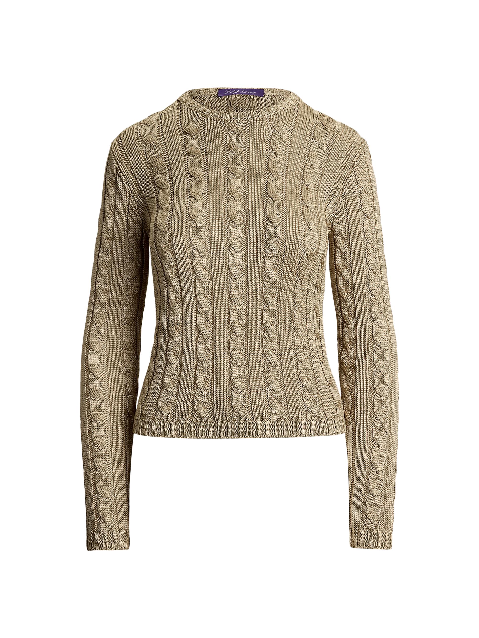 Ralph Lauren Collection Women's Cable-Knit Silk Crewneck Sweater - Light Tan