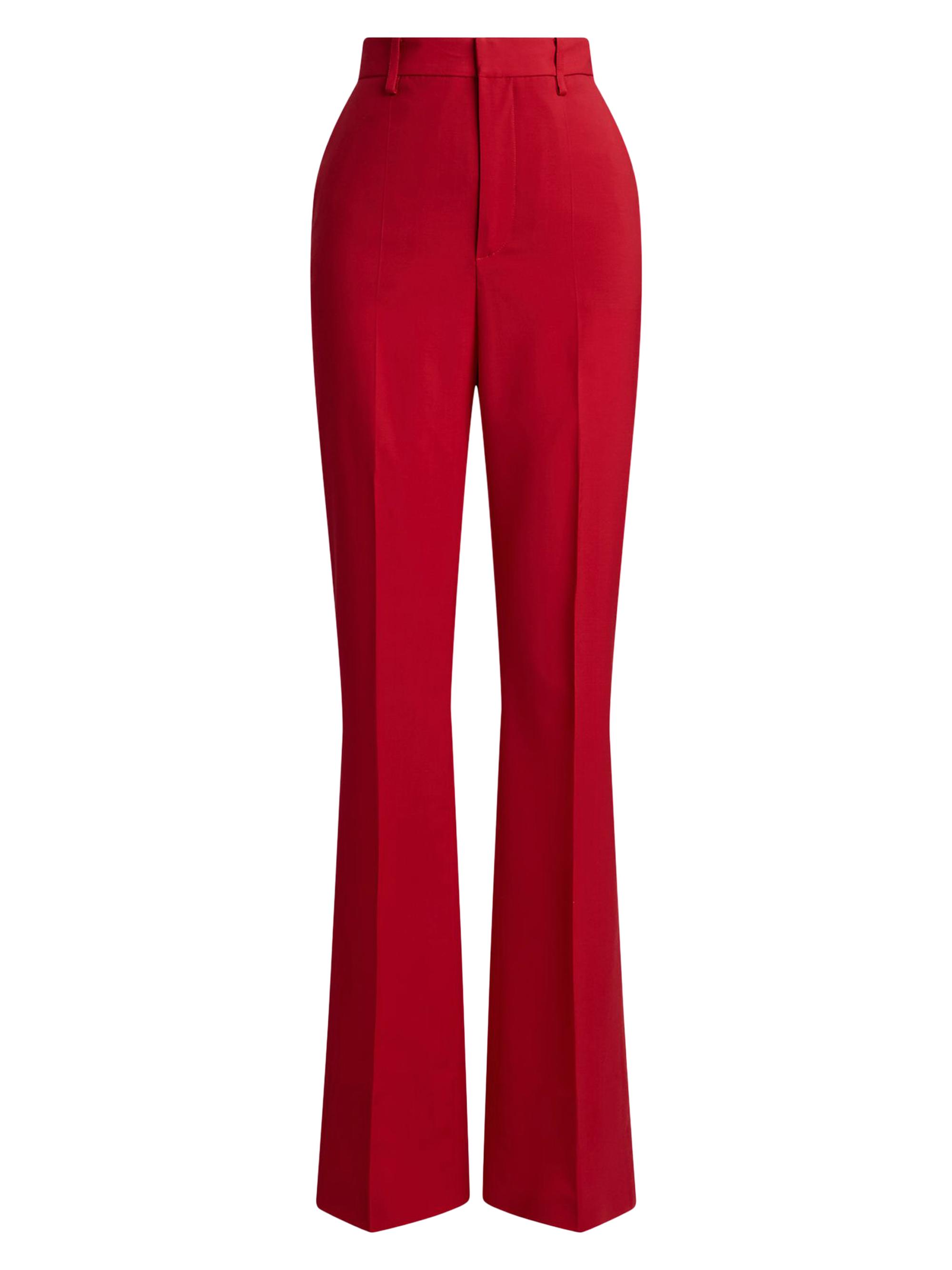 Ralph Lauren Collection Women's Wrigley Crease-Front Wool-Blend Pants - Bright Red