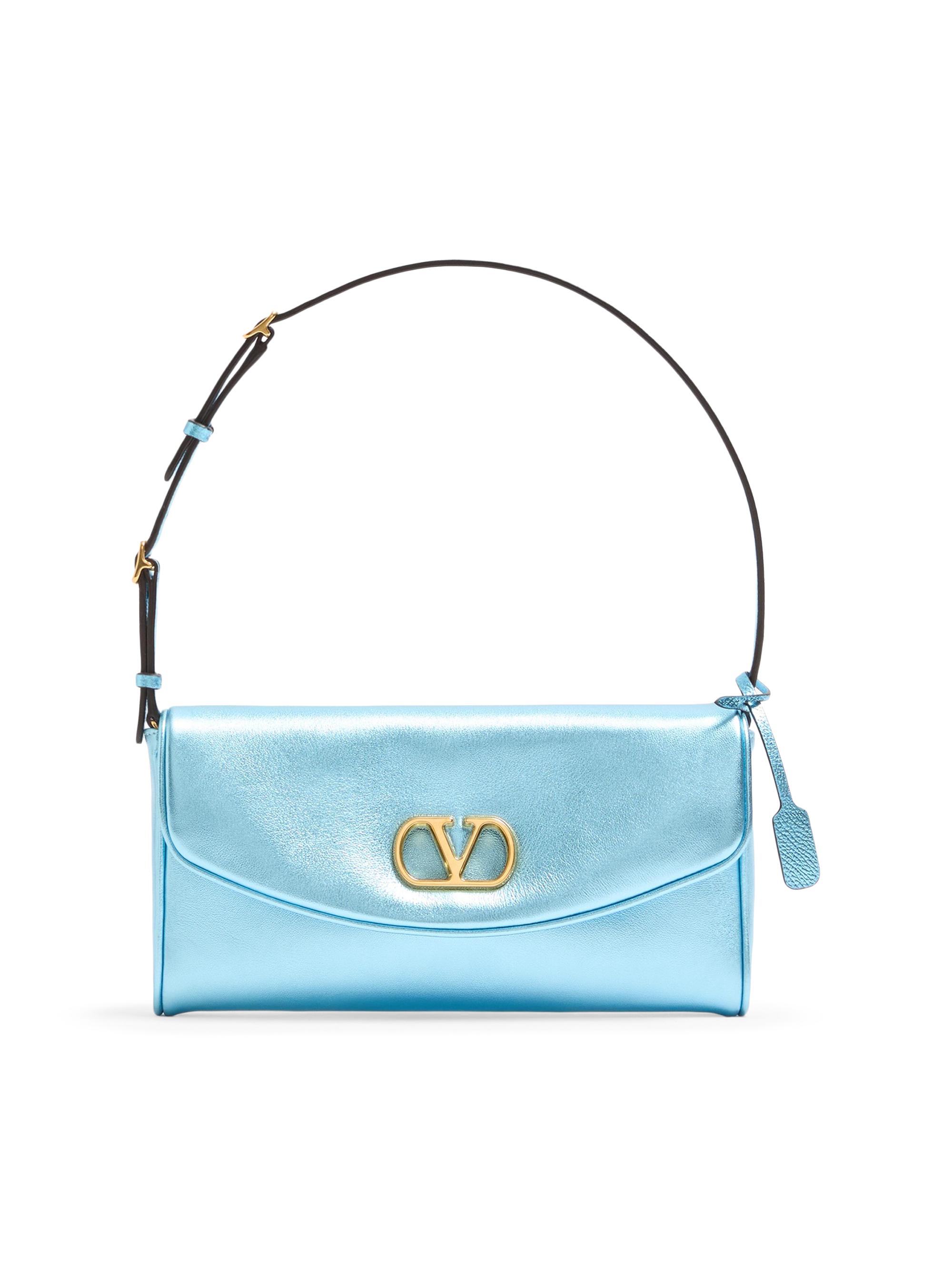 Valentino Garavani Women's DeVain  Shoulder Bag in Laminated Nappa Leather - Azure