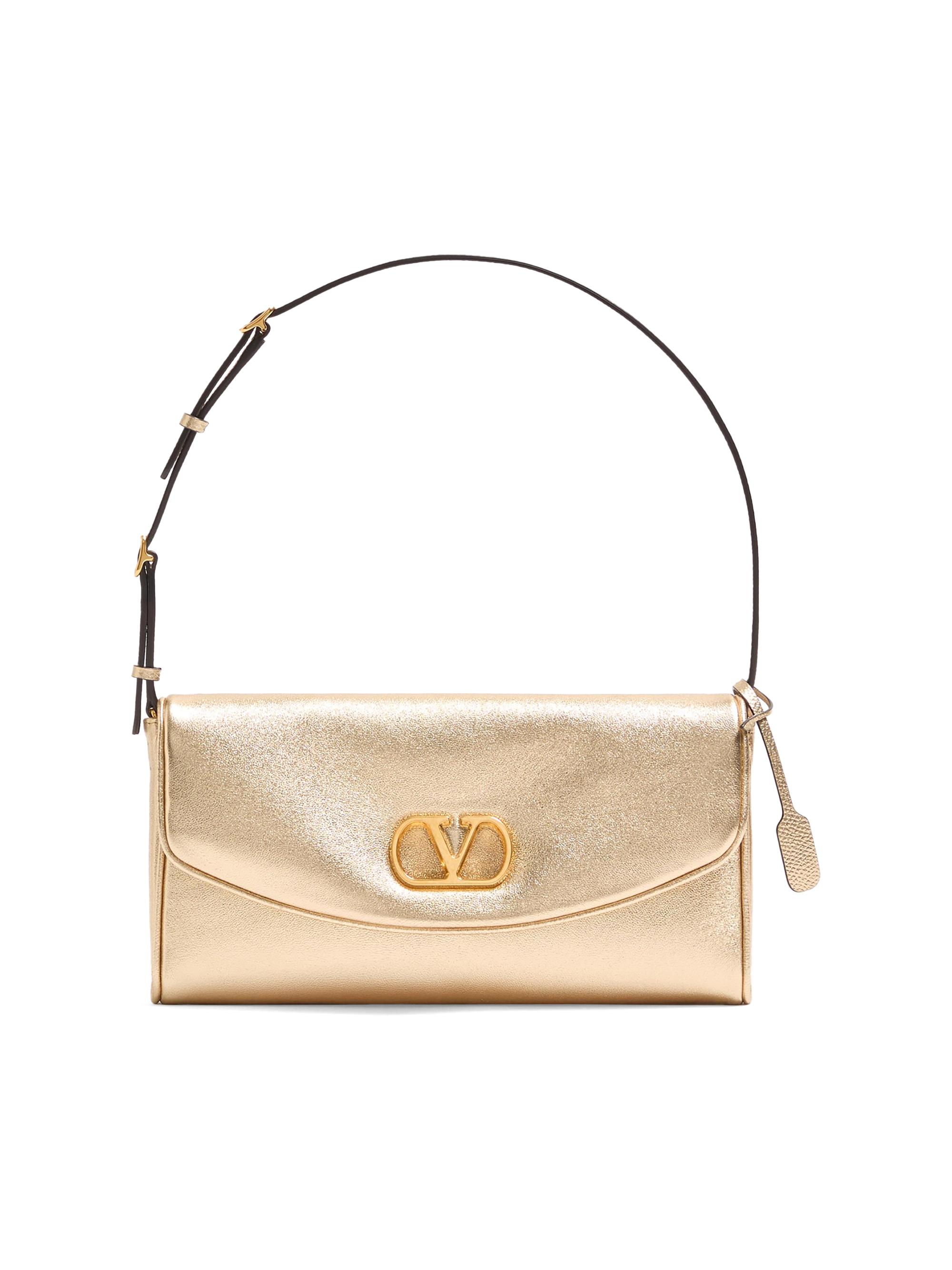 Valentino Garavani Women's DeVain  Shoulder Bag in Laminated Nappa Leather - Gold