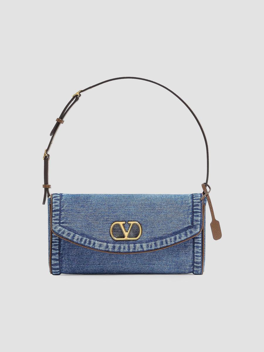 Valentino Garavani DeVain Small Denim Shoulder Bag | Saks Fifth Avenue