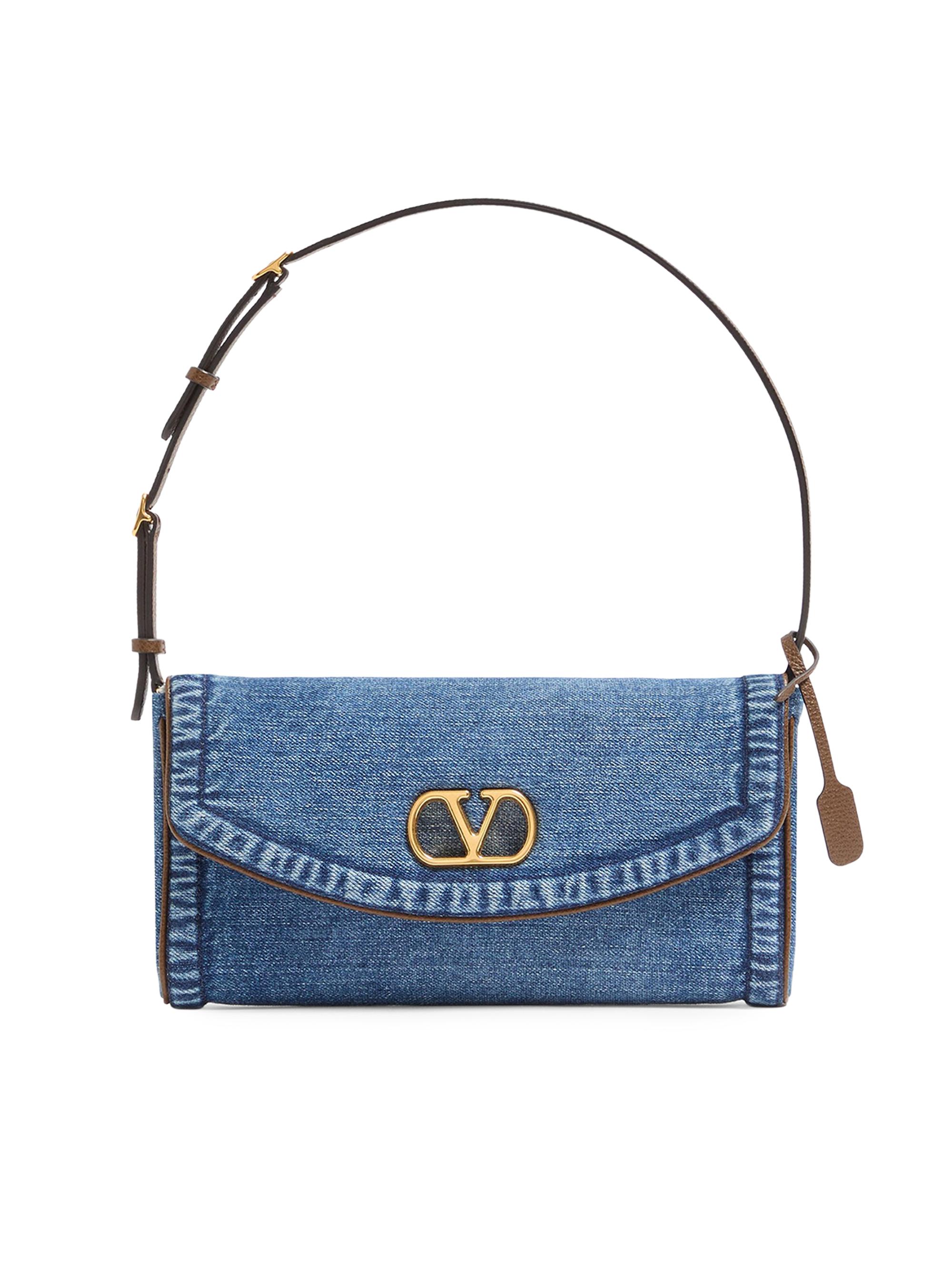 Valentino Garavani Alltime Denim Shoulder Bag with Embroidered