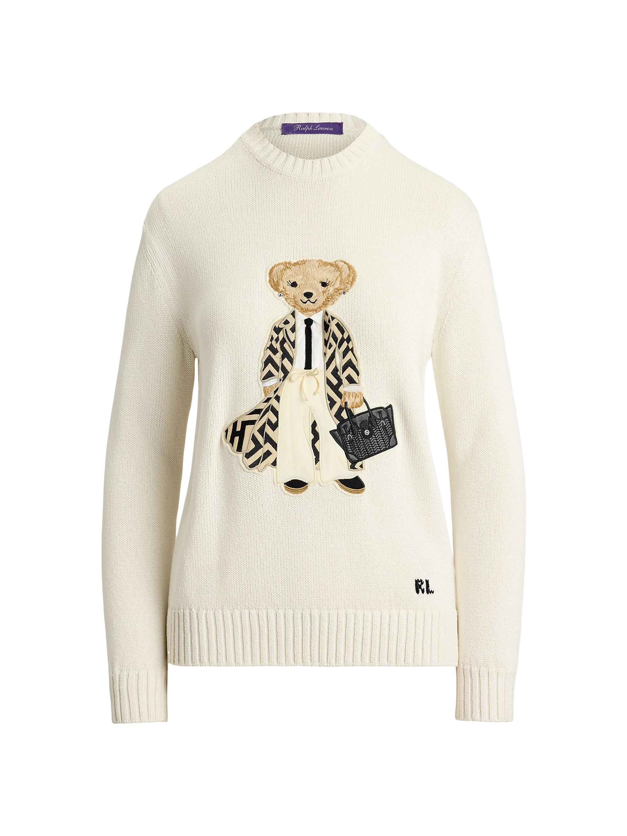 Ralph Lauren Collection Women's Polo Bear Silk Crewneck Sweater - White
