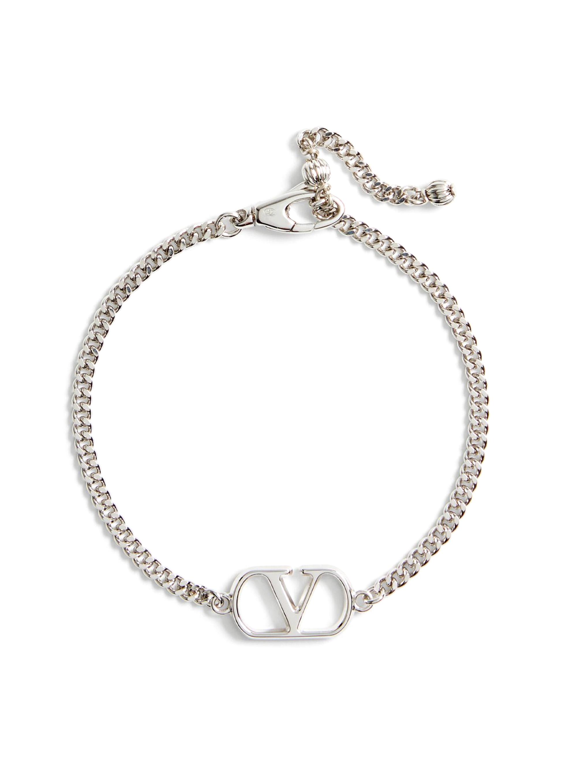 Valentino Garavani Men's VLogo Signature Metal Bracelet - Silver