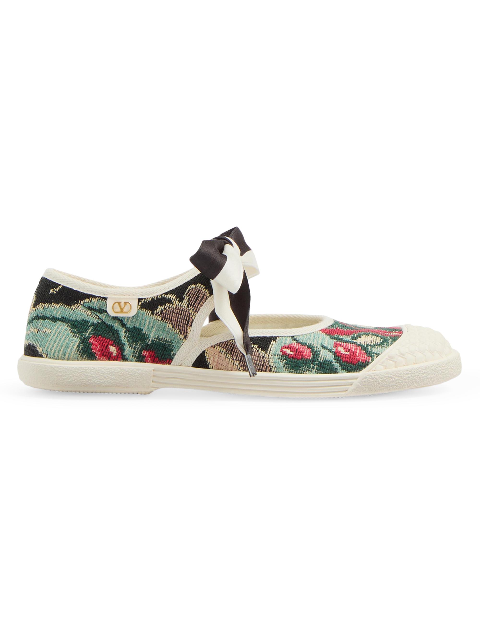 Valentino Garavani Women's Ballerina Bay By Bay Sneakers in Jacquard Fabric - Black Multicolour