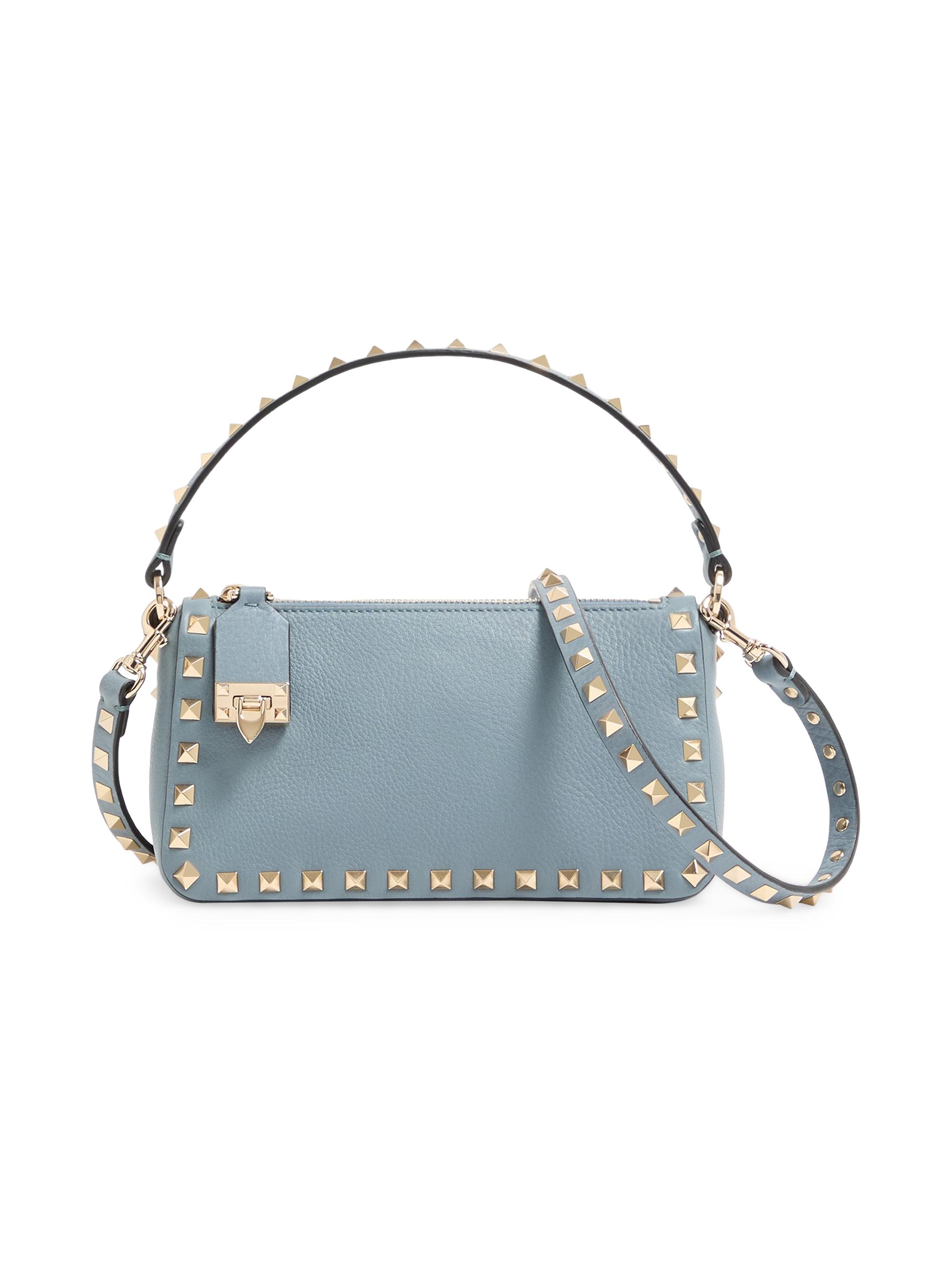 Valentino Garavani Women's  Rockstud Grainy Calfskin Crossbody Bag - Stone