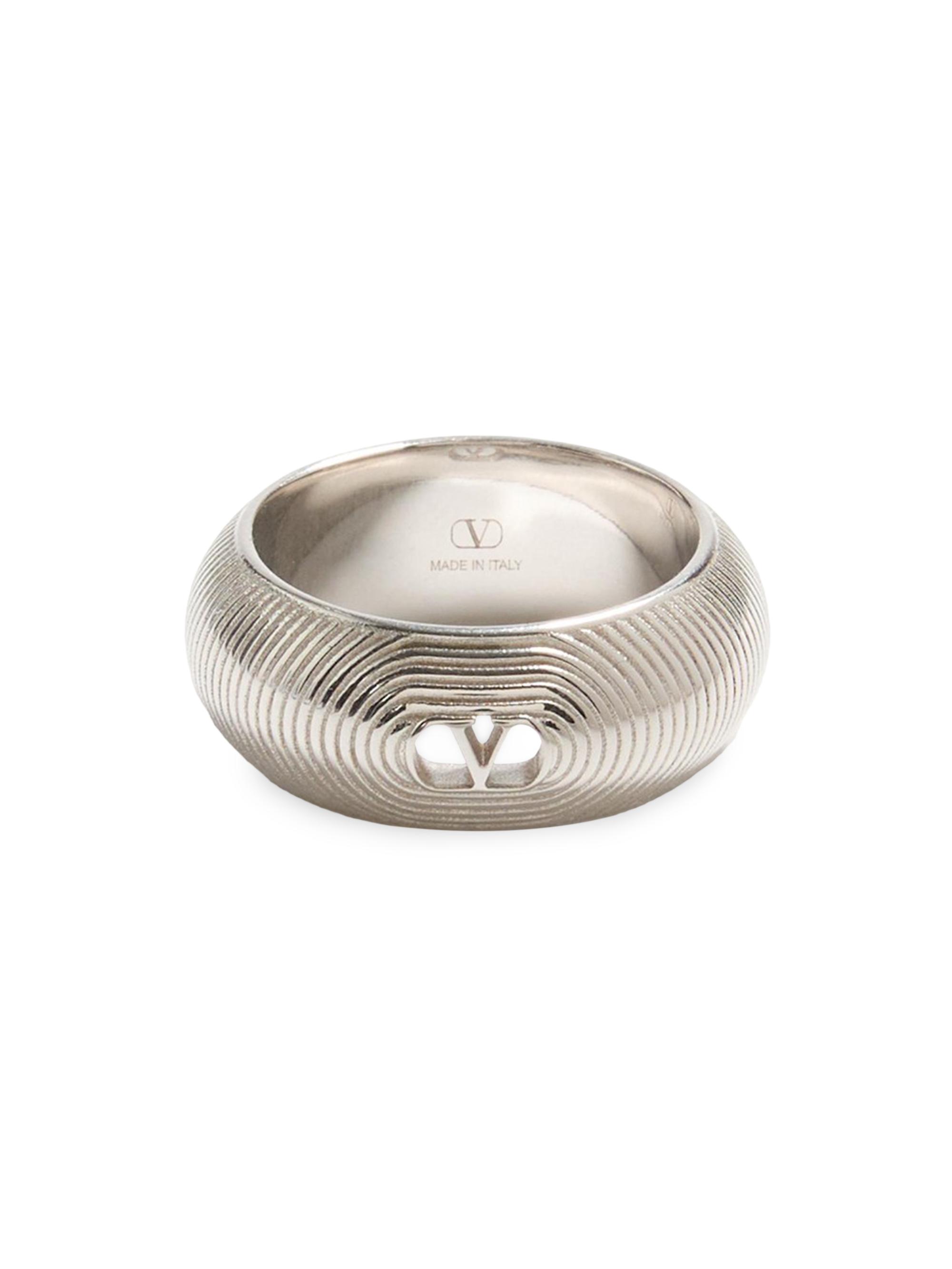 Valentino Garavani Men's Ovalette Metal Ring - Silver