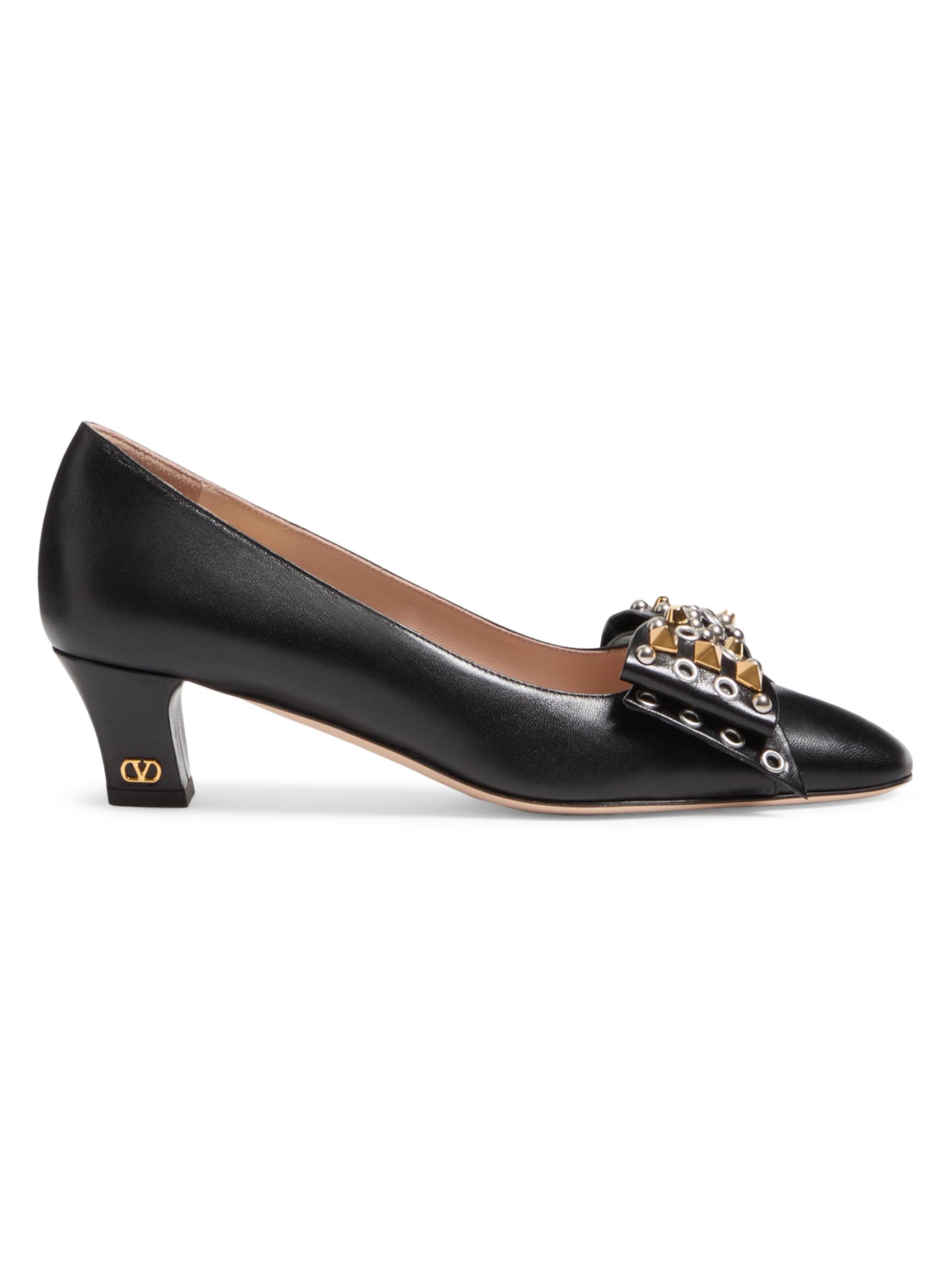Valentino Garavani Women's Bowow 45MM Pumps in Kidskin with Studs - Black