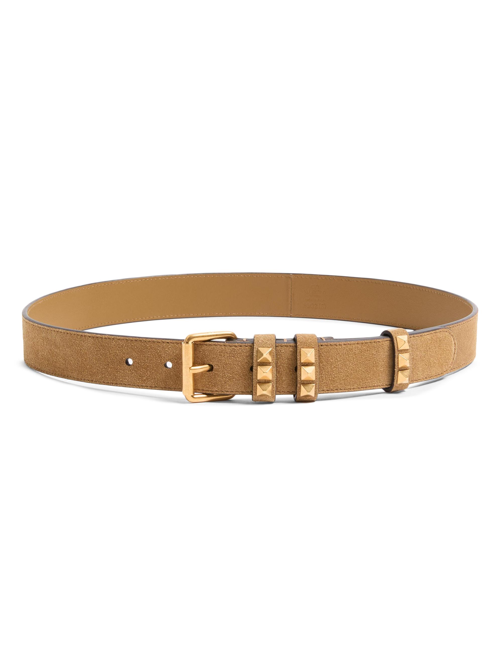 Valentino Garavani Women's Flaneuse Belt in Suede 30MM - Havana Beige