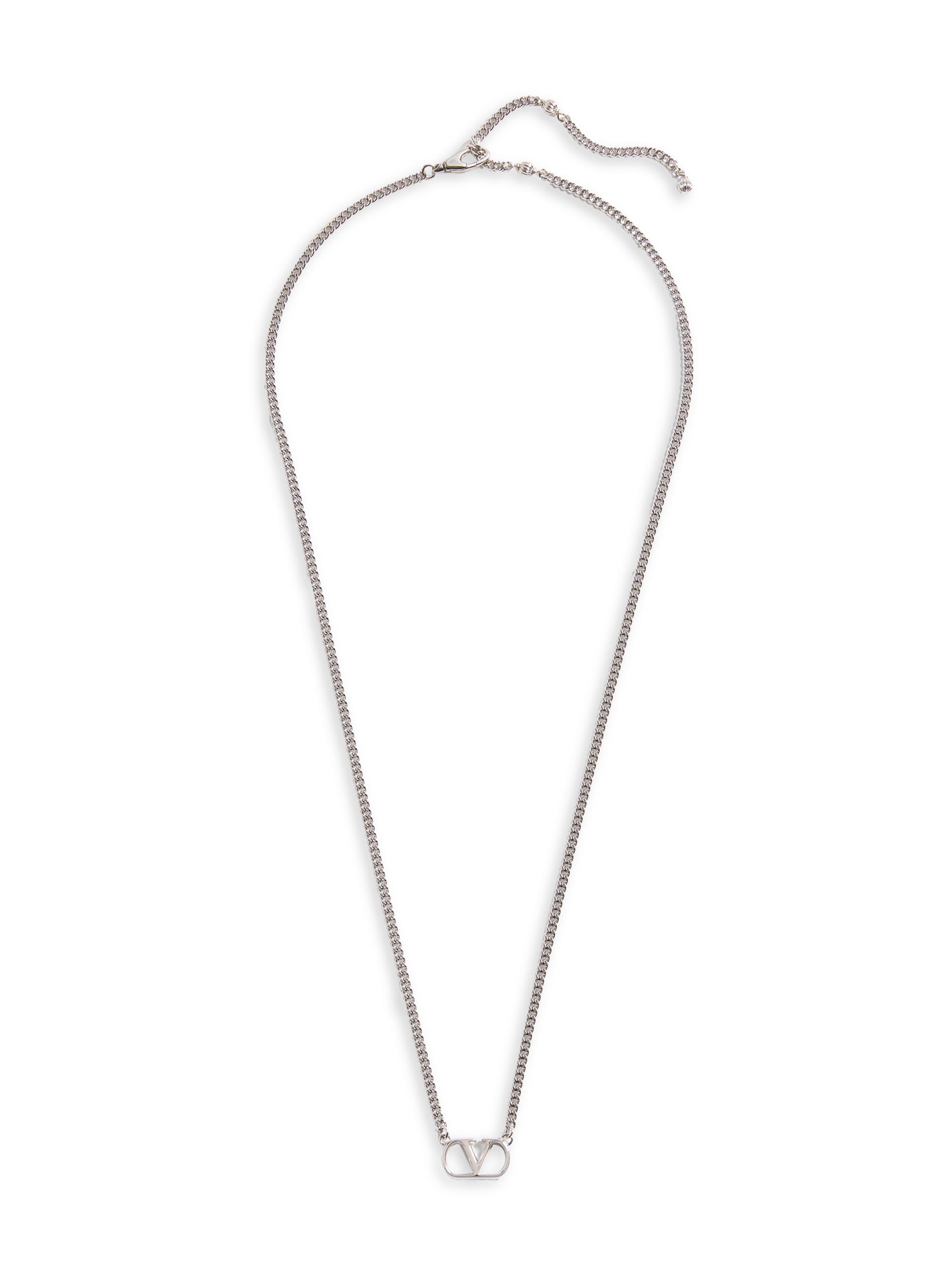 Valentino Garavani Men's VLogo Signature Metal Necklace - Silver