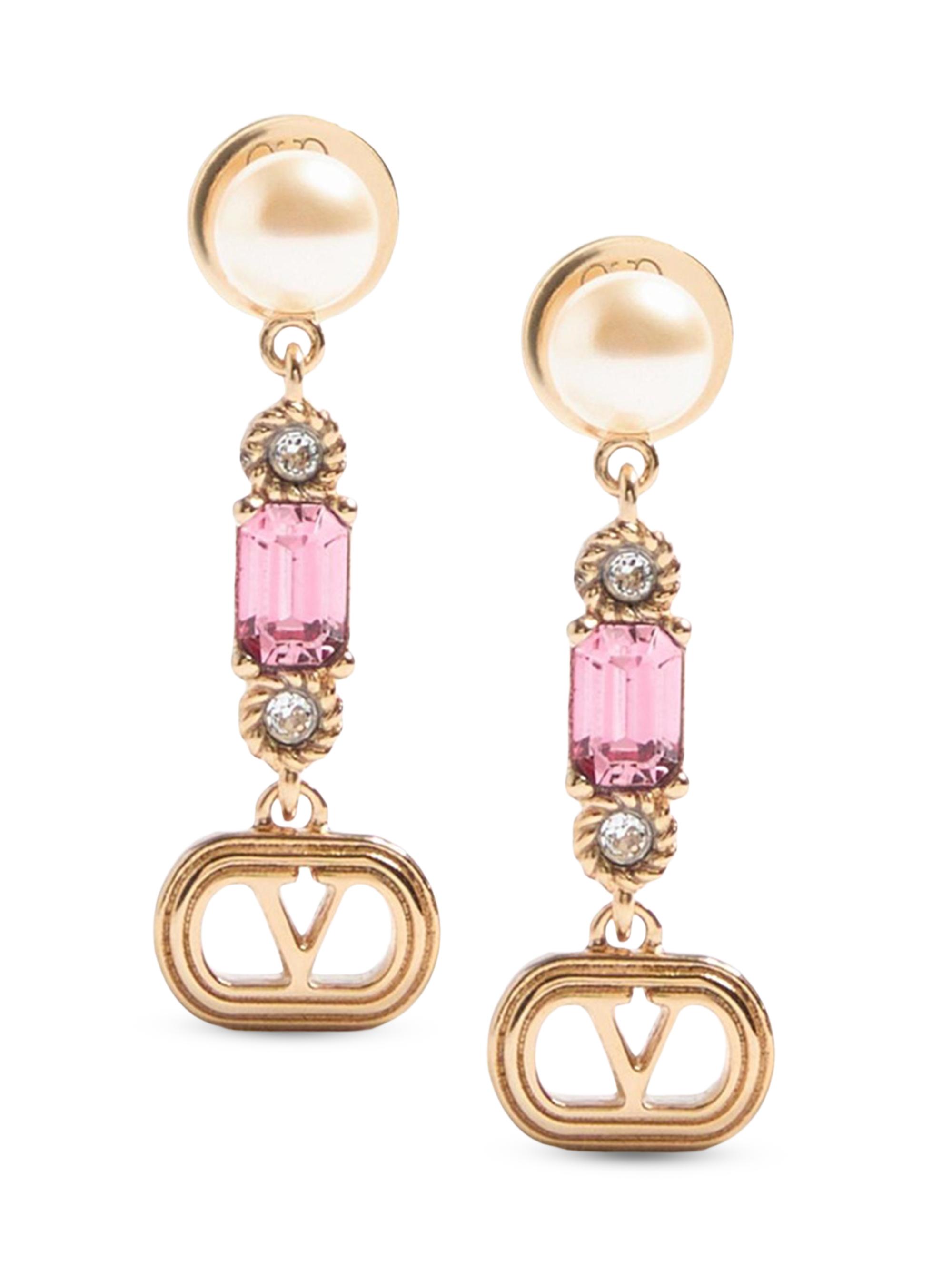 Valentino Garavani Women's Ovalette Earrings in Metal, Pearl and Swarovski Crystals - Gold