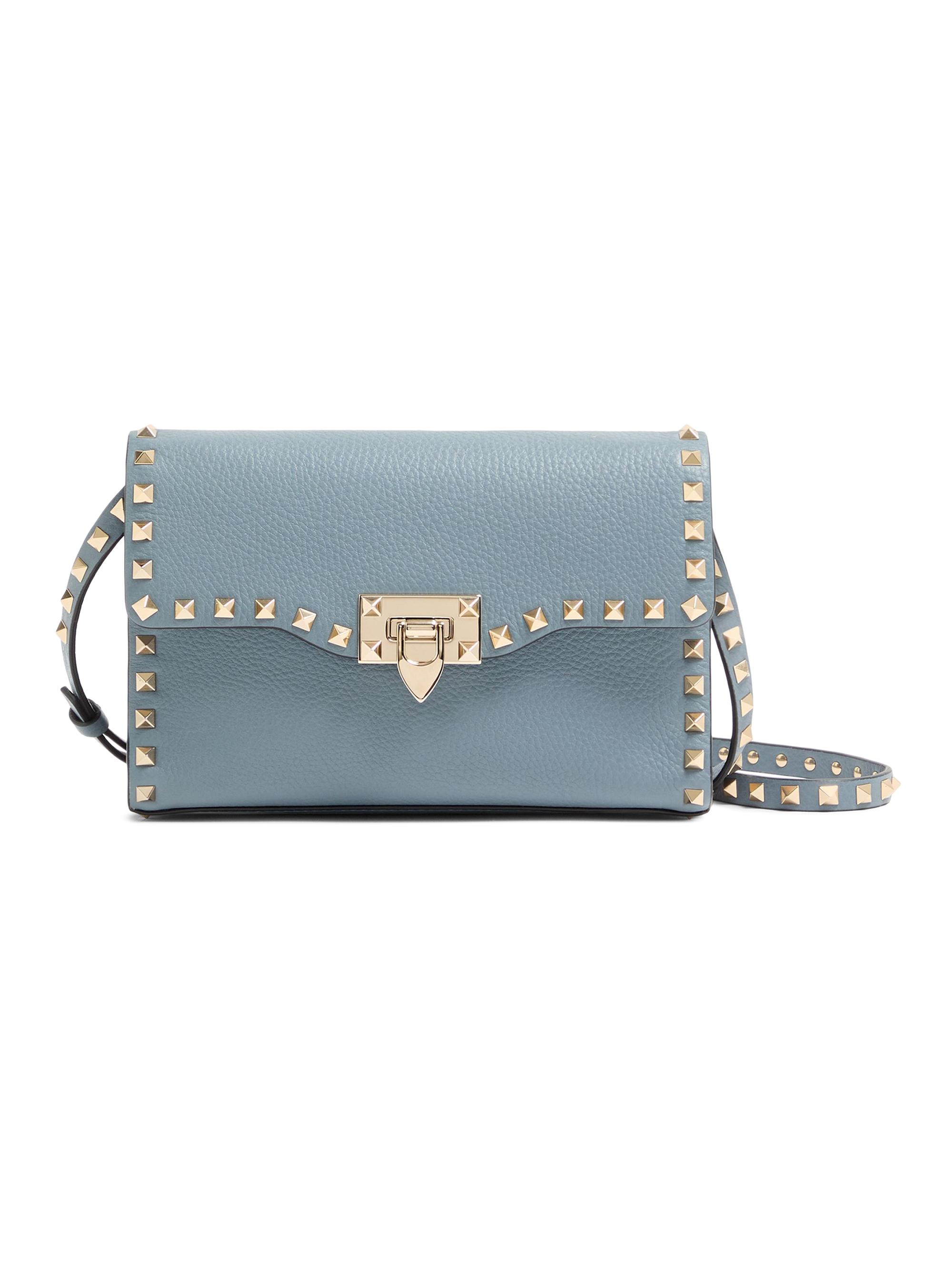 Valentino Garavani Women's  Rockstud Grainy Calfskin Crossbody Bag - Stone