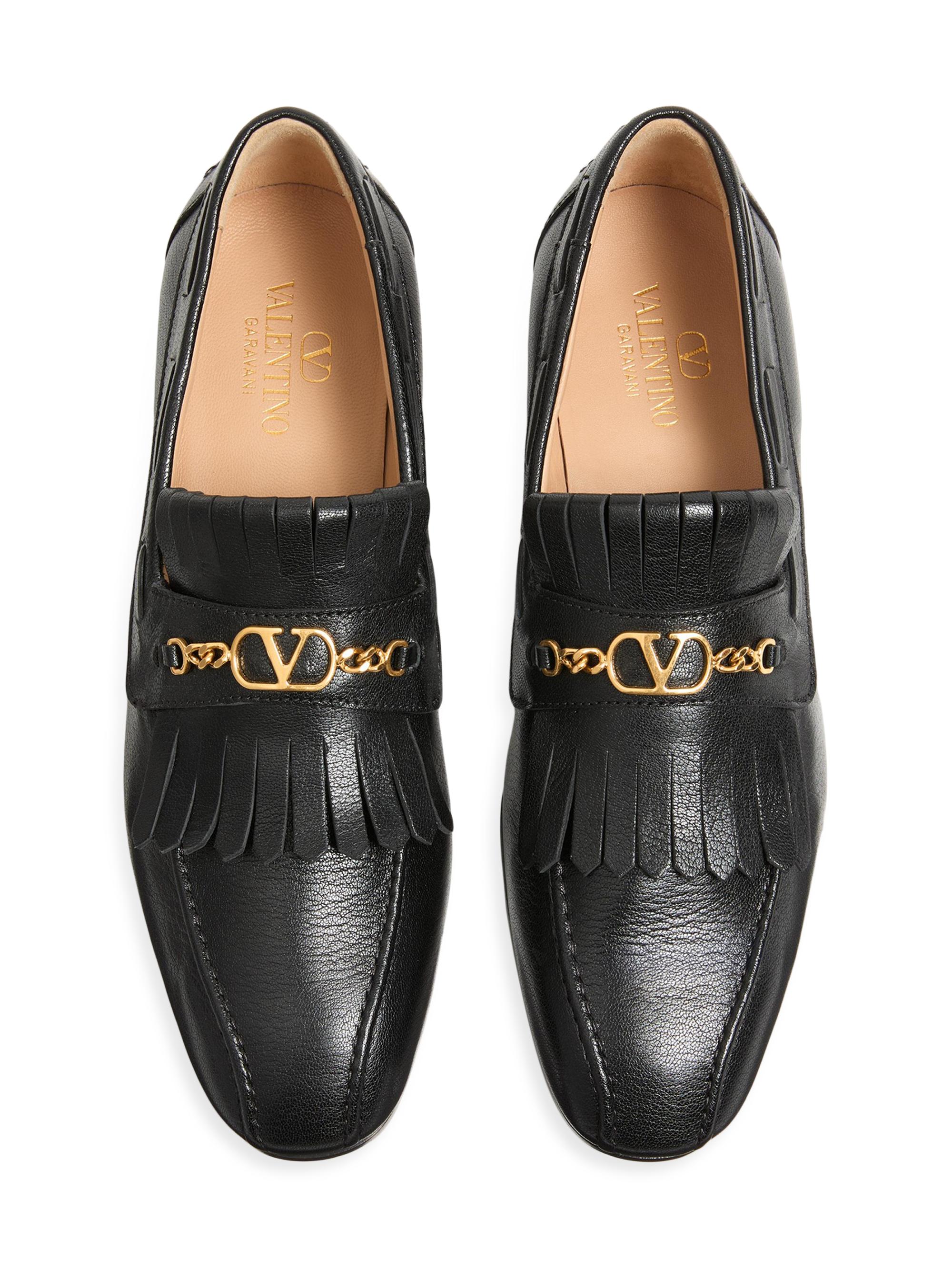 Valentino Garavani VLogo Signature Kidskin Loafers with Fringes