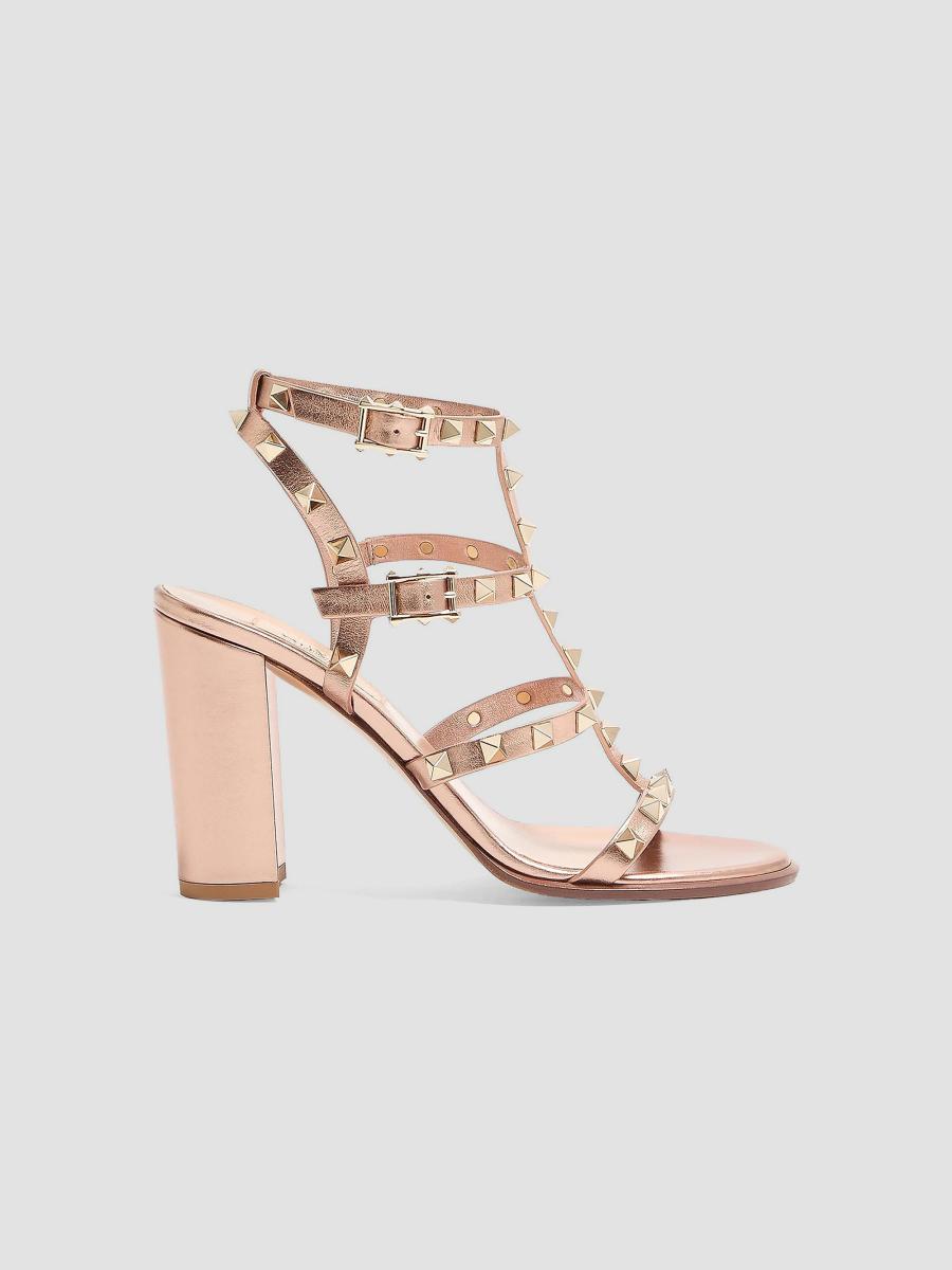 Valentino Garavani Rockstud 90MM Laminated Calfskin Sandals with