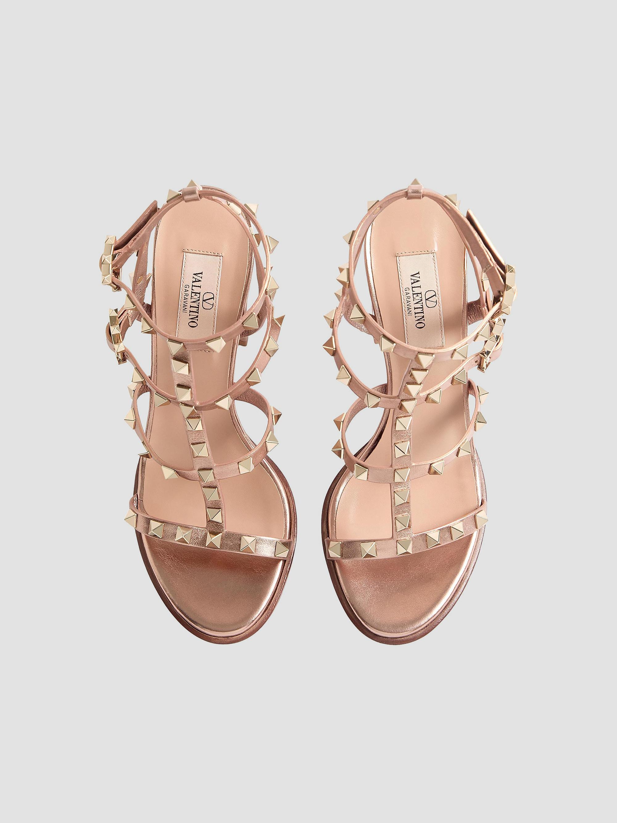 Valentino Garavani Rockstud 90MM Laminated Calfskin Sandals with