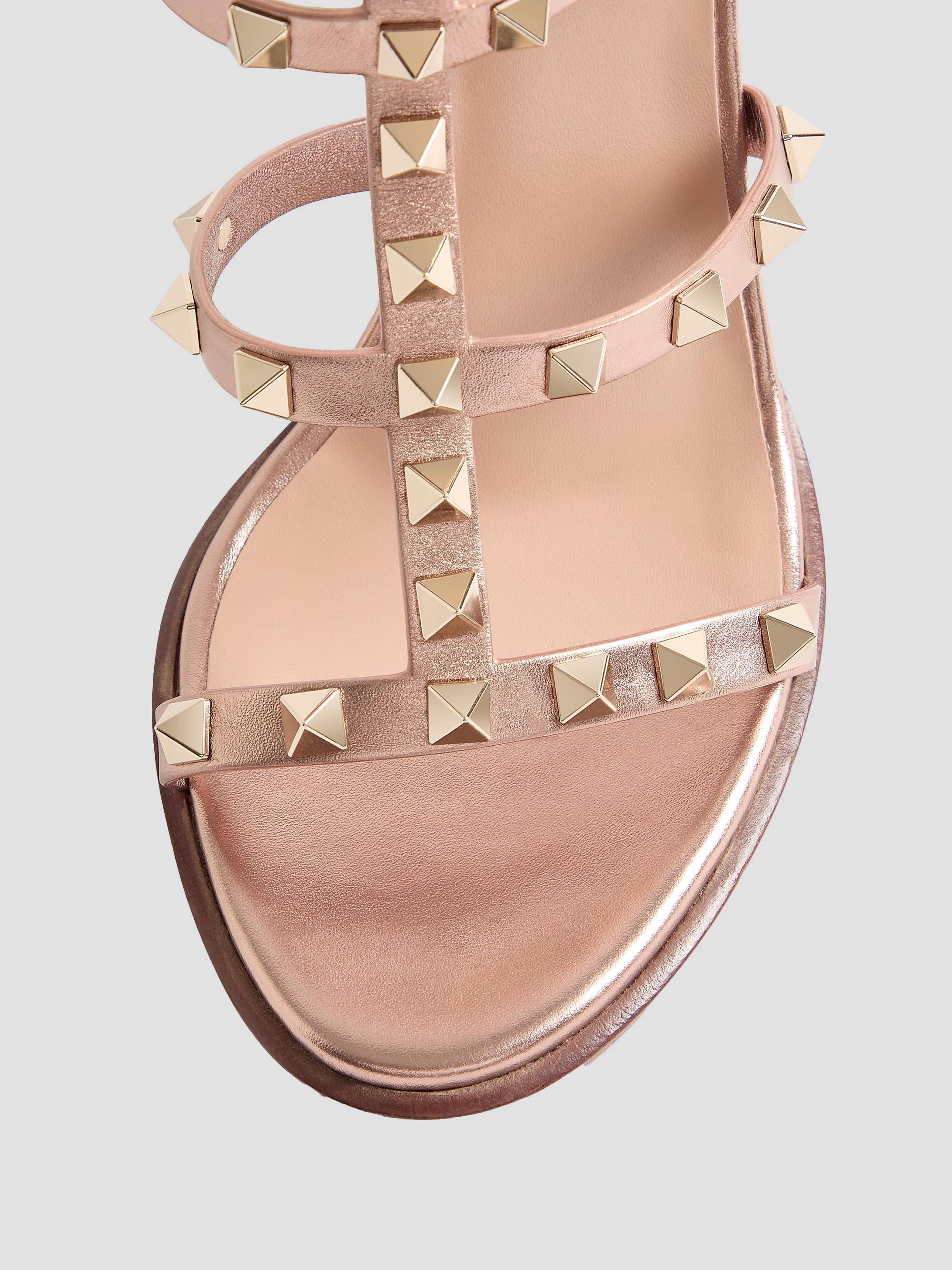 Valentino Garavani Rockstud 90MM Laminated Calfskin Sandals with